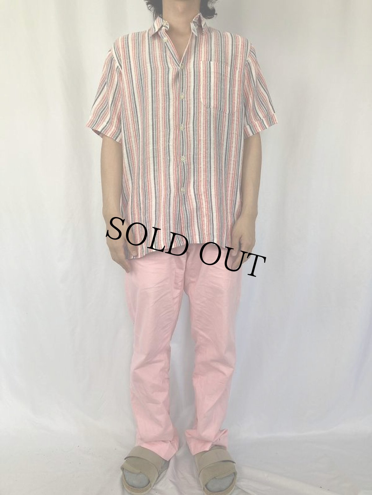 画像2: ストライプ柄 リネンシャツ (2)