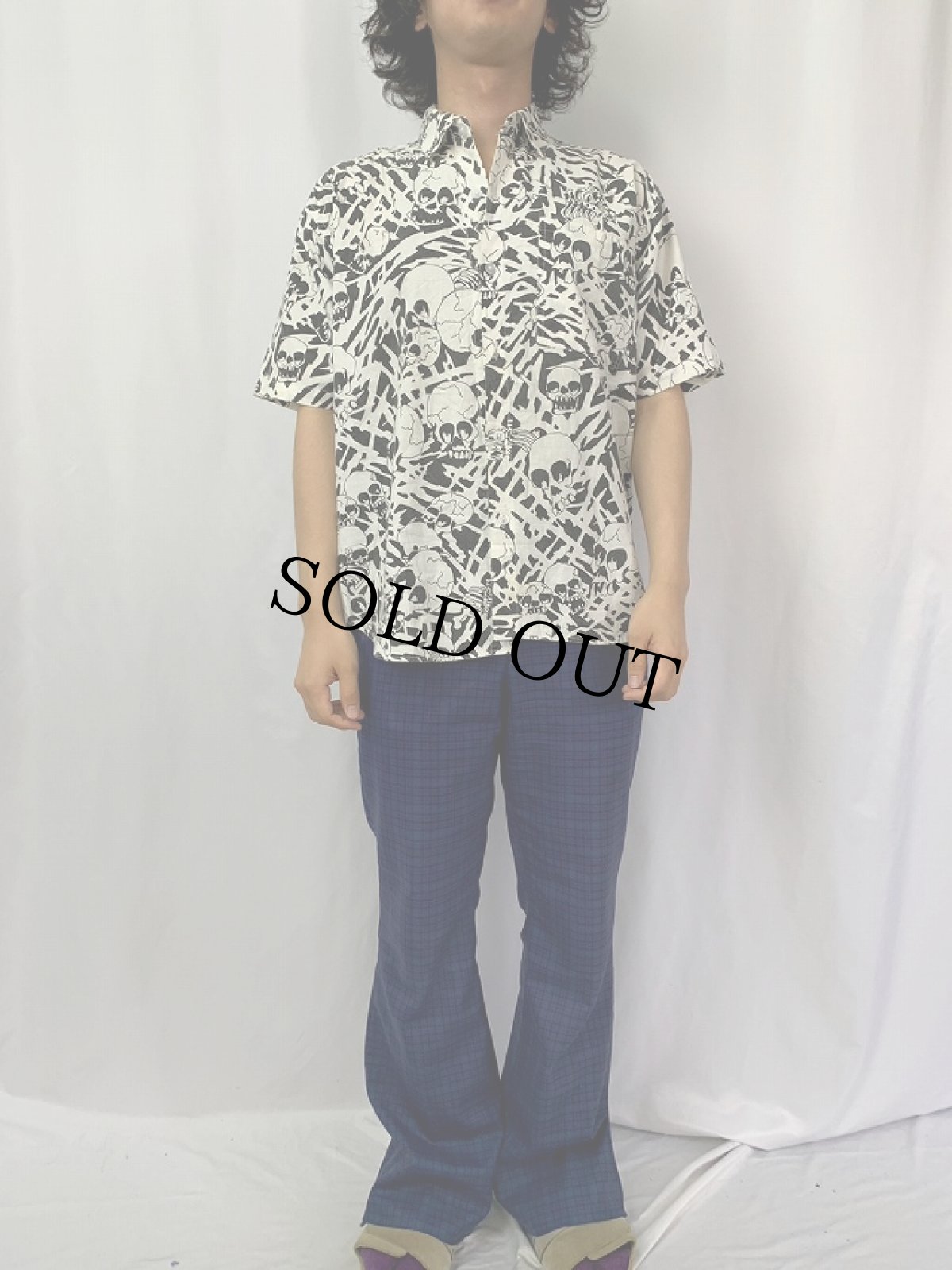 画像2: 90's〜 スカルプリントシャツ (2)