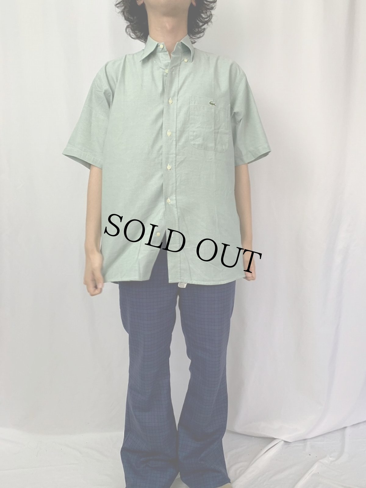 画像2: 70〜80's CHEMISE LACOSTE FRANCE製 コットンボタンダウンシャツ SIZE39 (2)