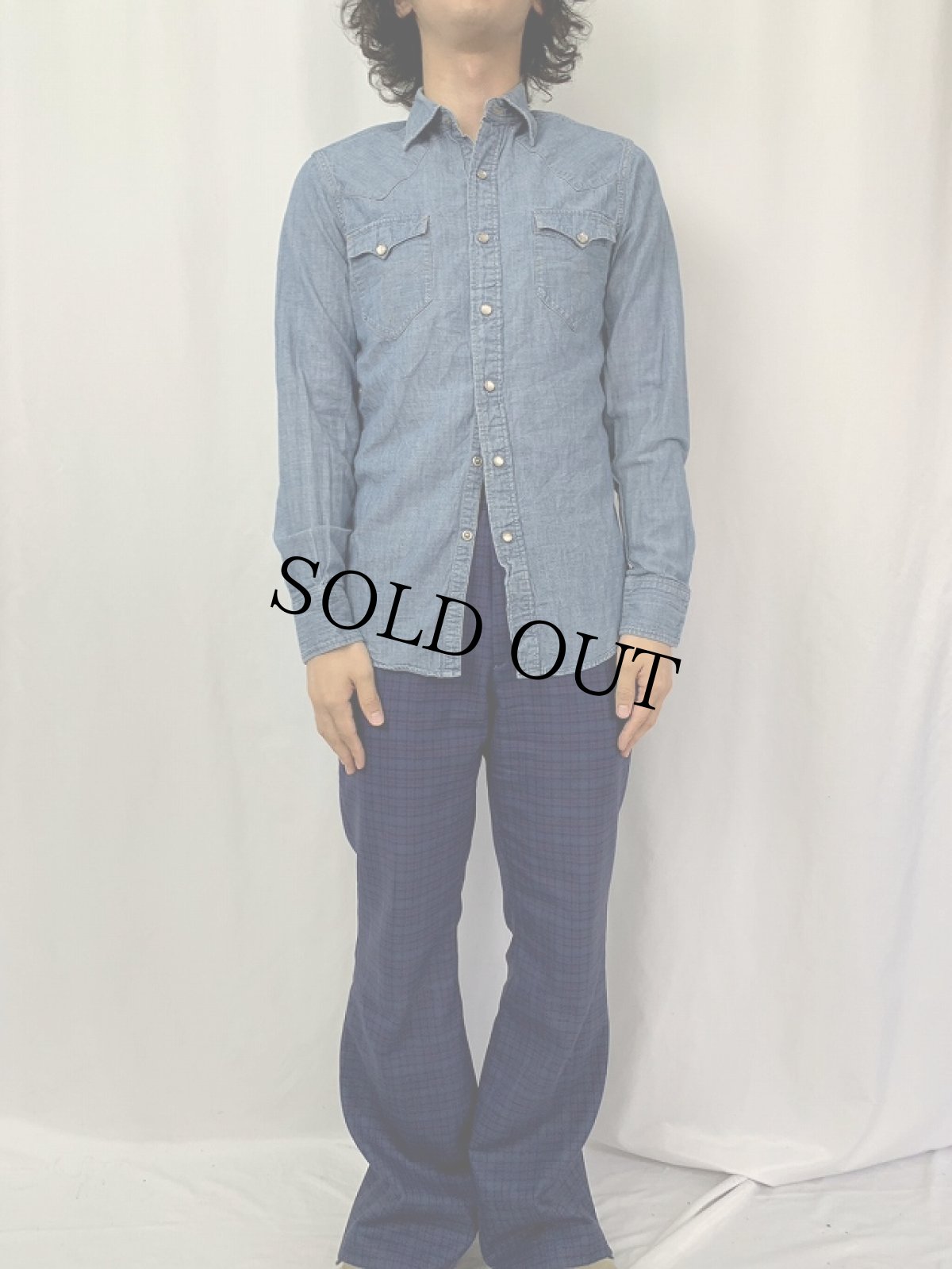 画像2: Ralph Lauren RRL ウエスタンシャンブレーシャツ S (2)