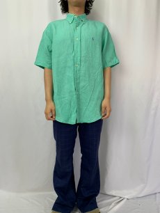 画像2: POLO Ralph Lauren "CLASSIC FIT" リネン×シルク ボタンダウンシャツ M (2)