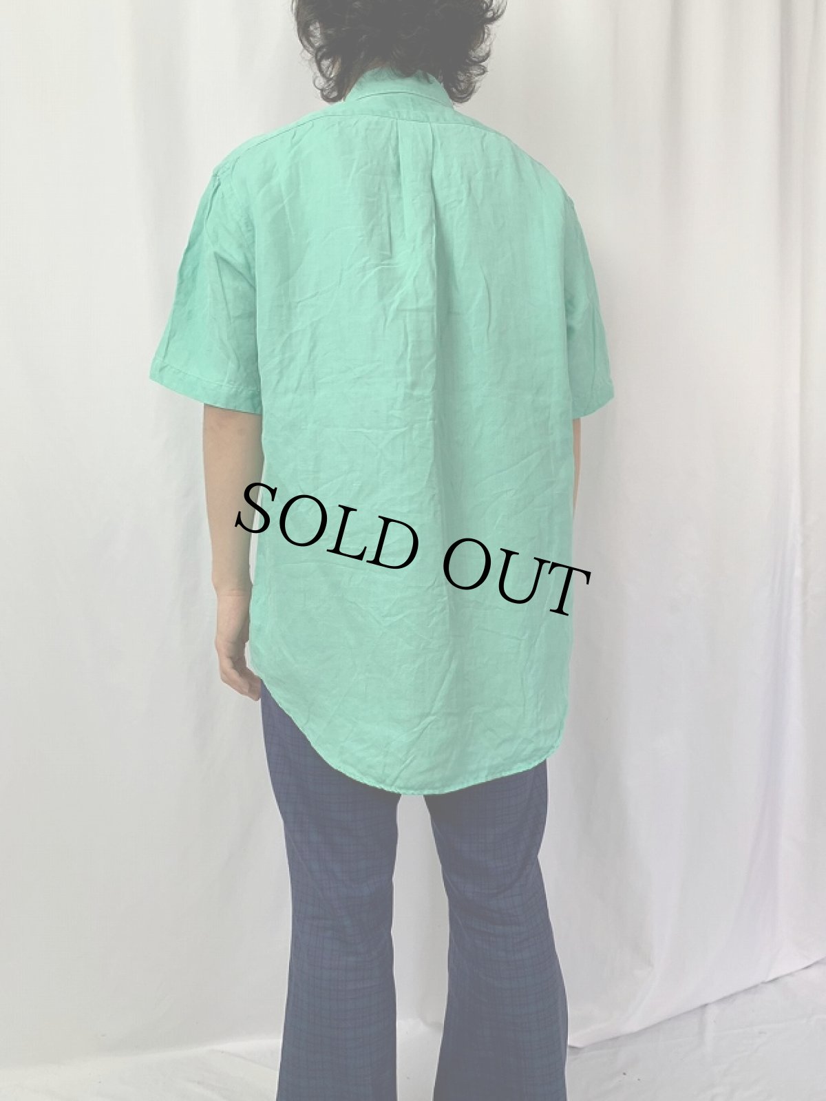 画像4: POLO Ralph Lauren "CLASSIC FIT" リネン×シルク ボタンダウンシャツ M (4)