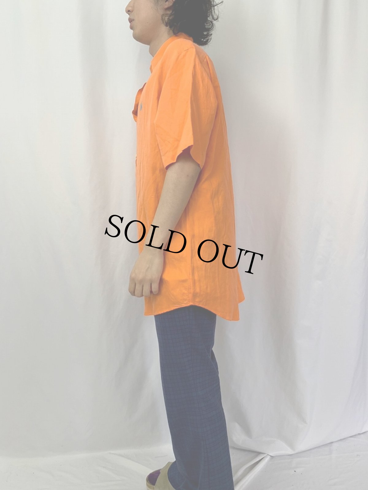 画像3: POLO Ralph Lauren "ELLINGTON" シルク×リネン ボタンダウンシャツ L (3)