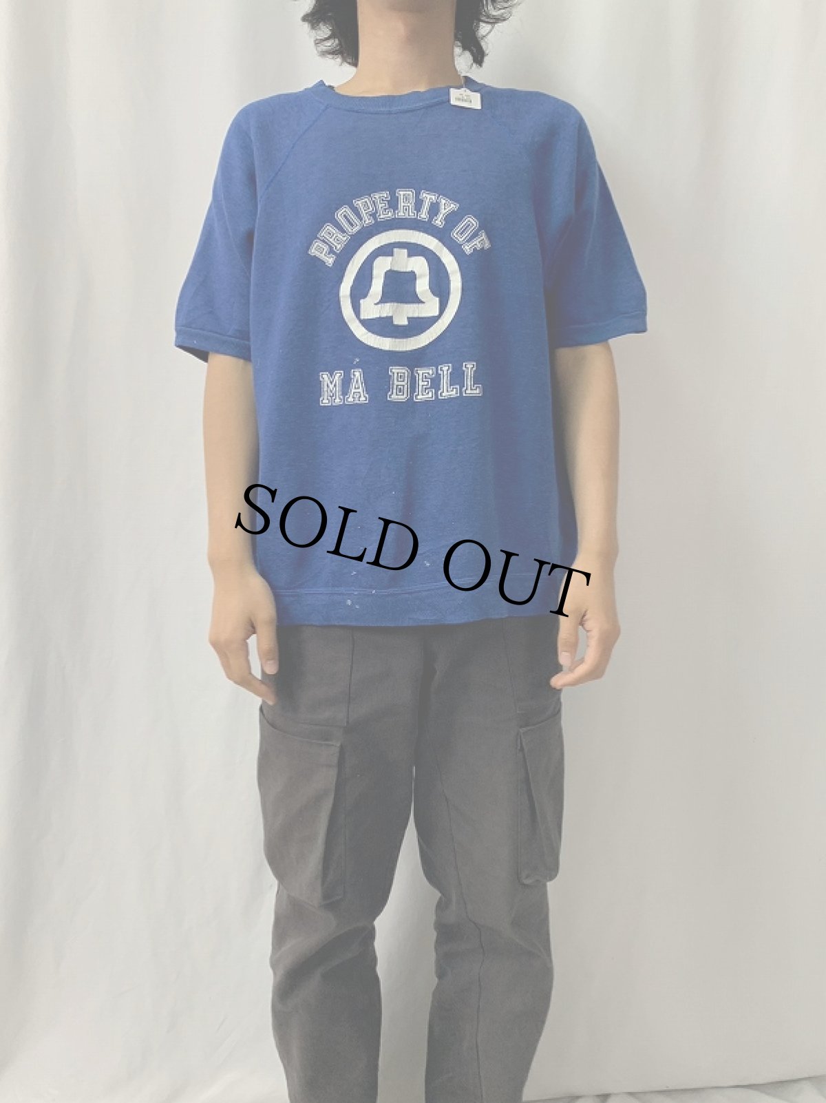 画像2: 70〜80's "PROPERTY OF MA BELL" プリントラグラン半袖スウェット (2)