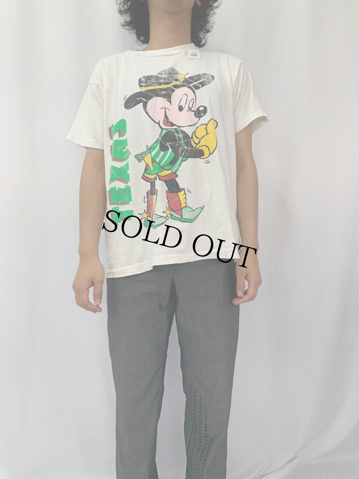 画像2: 90's ブート MICKEY MOUSE "TEXAS" キャラクタープリントTシャツ (2)