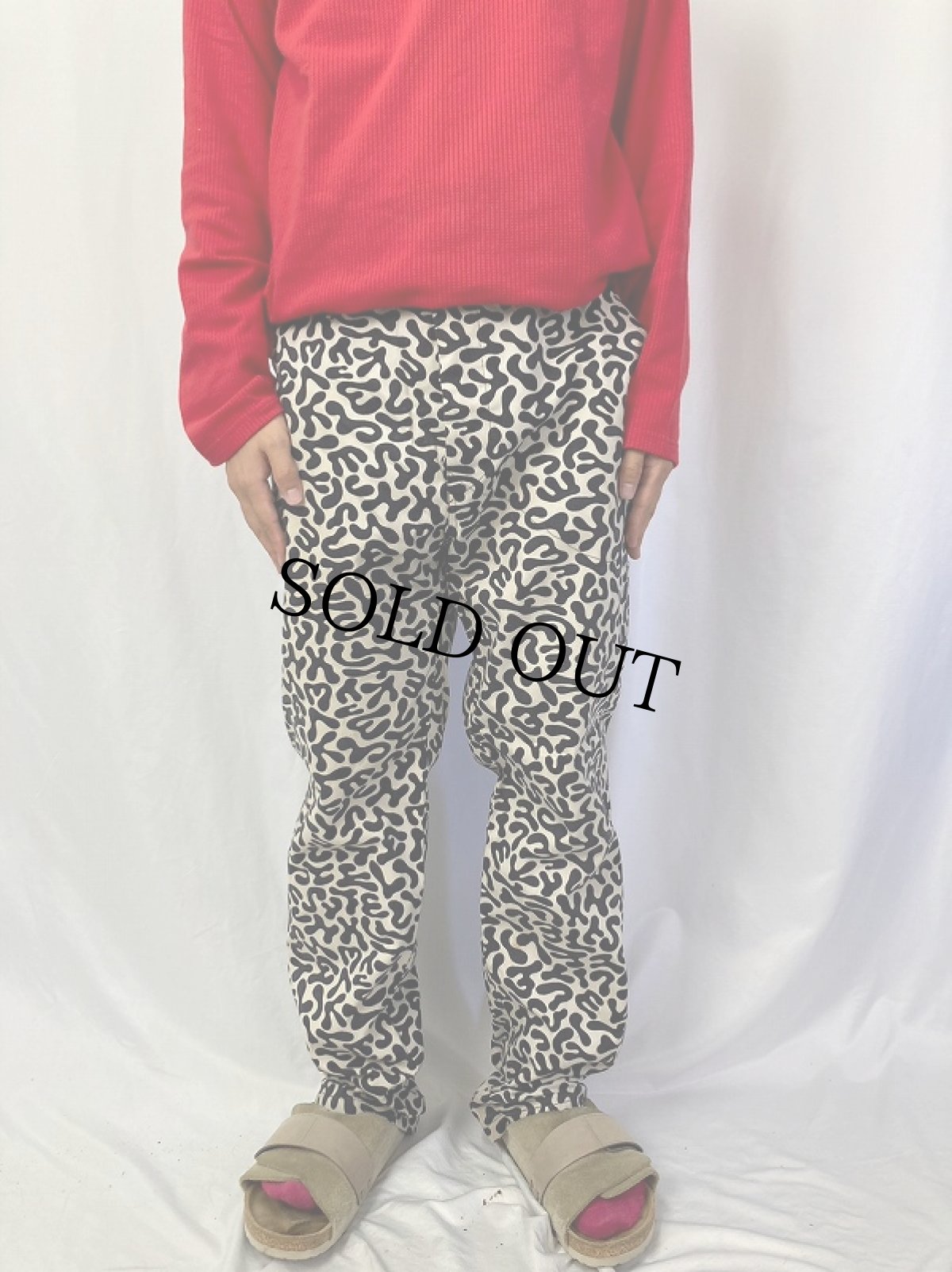 画像2: 70's 韓国 学生軍事訓練用 バクテリア迷彩 コットンツイルパンツ W34 (2)