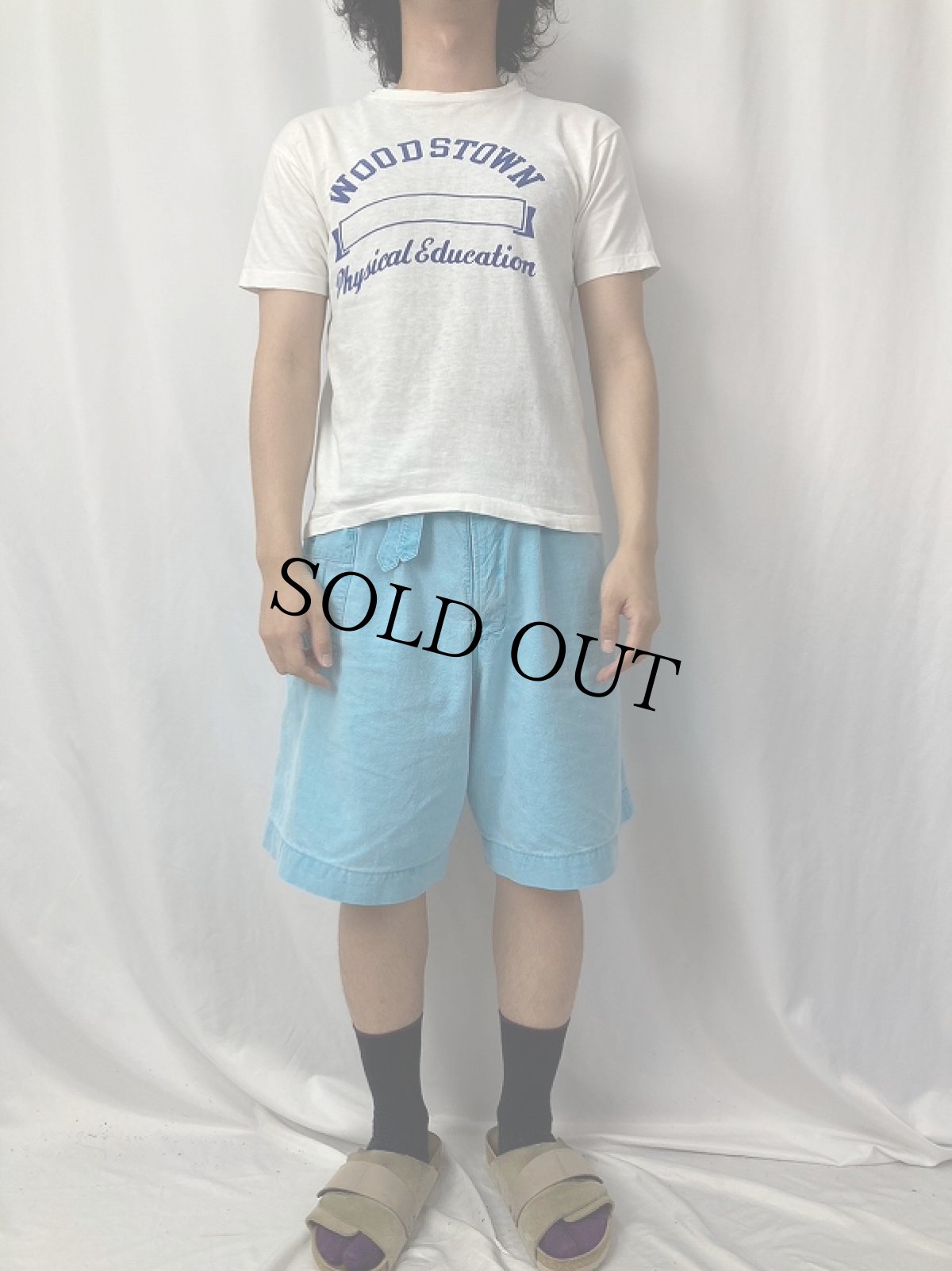 画像2: 70〜80's Champion バータグ USA製 "WOODSTOWN Physical Education" プリントTシャツ M (2)