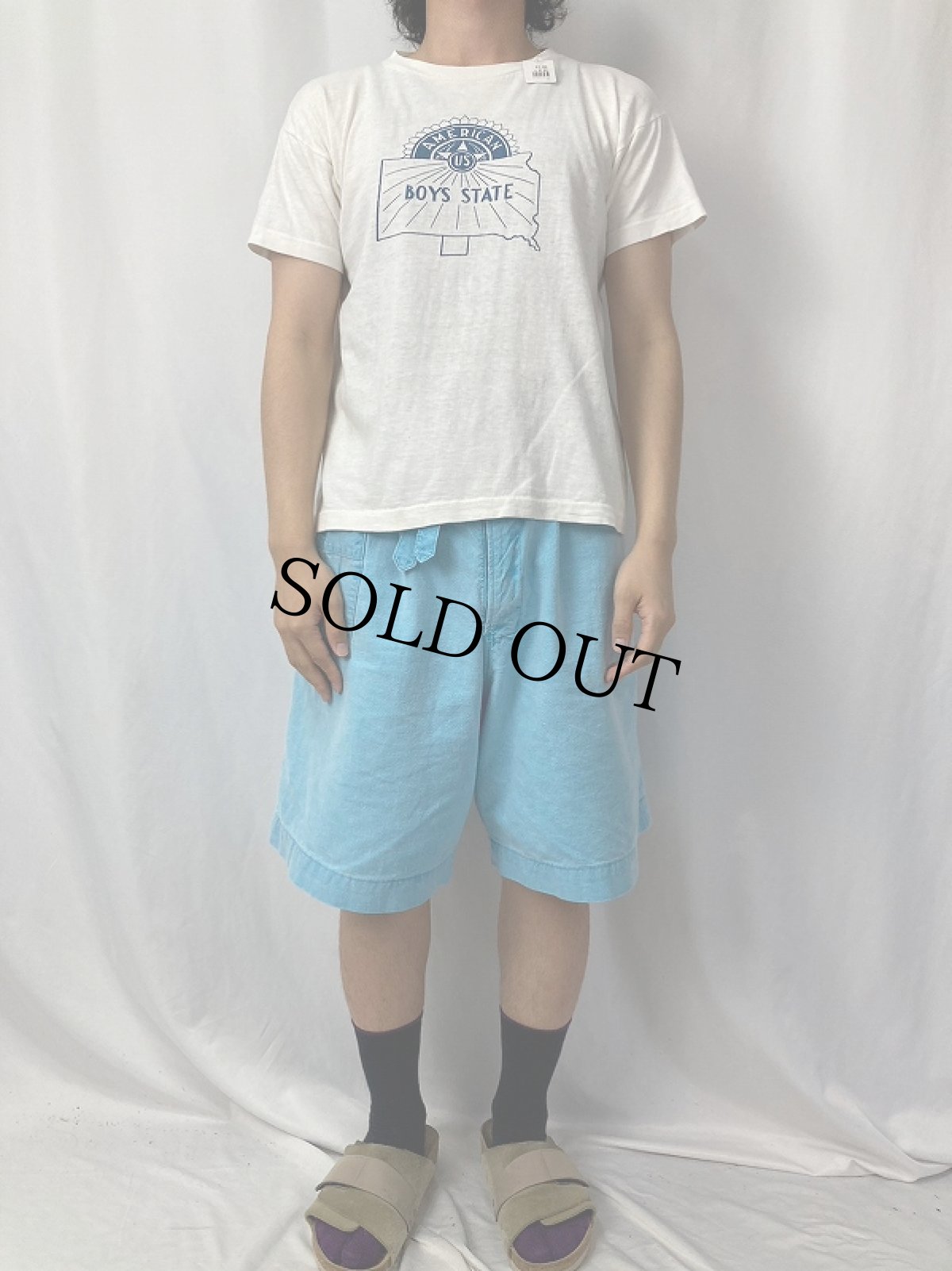 画像2: 50〜60's AMERICAN BOYS STATE プリントTシャツ L (2)