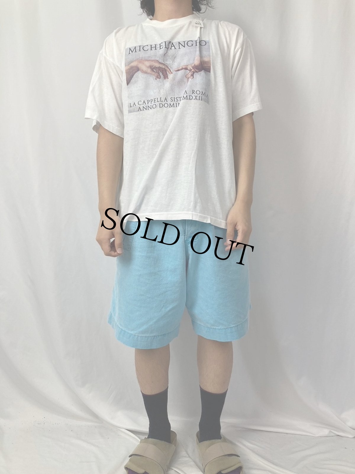 画像2: 90's Michelangelo "アダムの創造" アートプリントTシャツ (2)