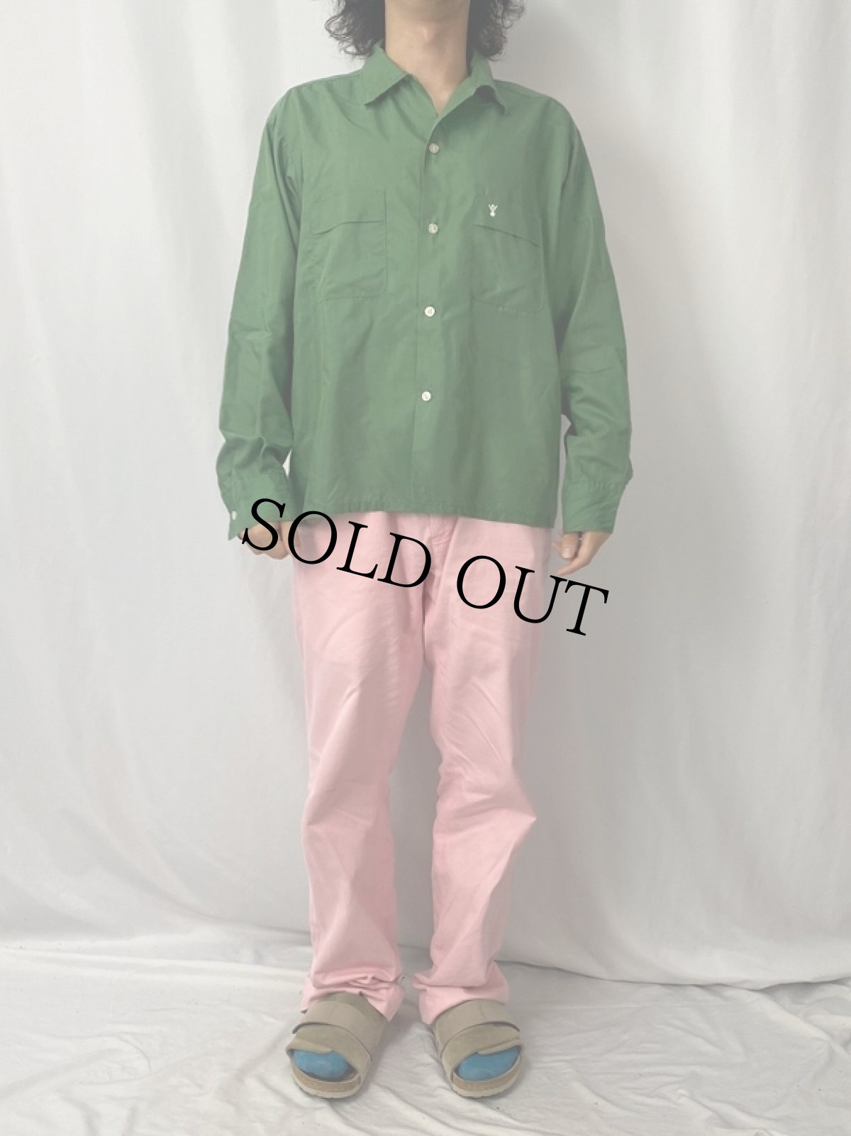 画像2: 60's "PERMANENT PRESS" USA製 ポリエステル×コットン オープンカラーシャツ L (2)