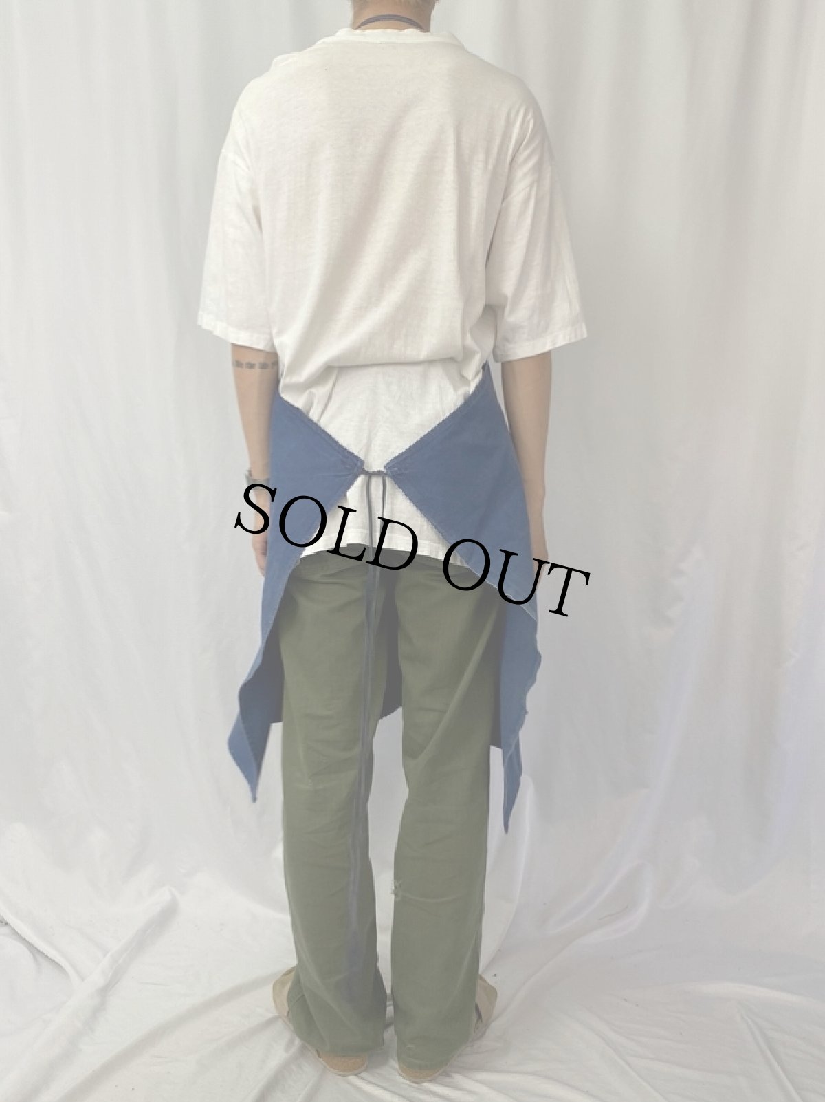 画像4: EURO フレンチワーク インディゴコットンエプロン (4)