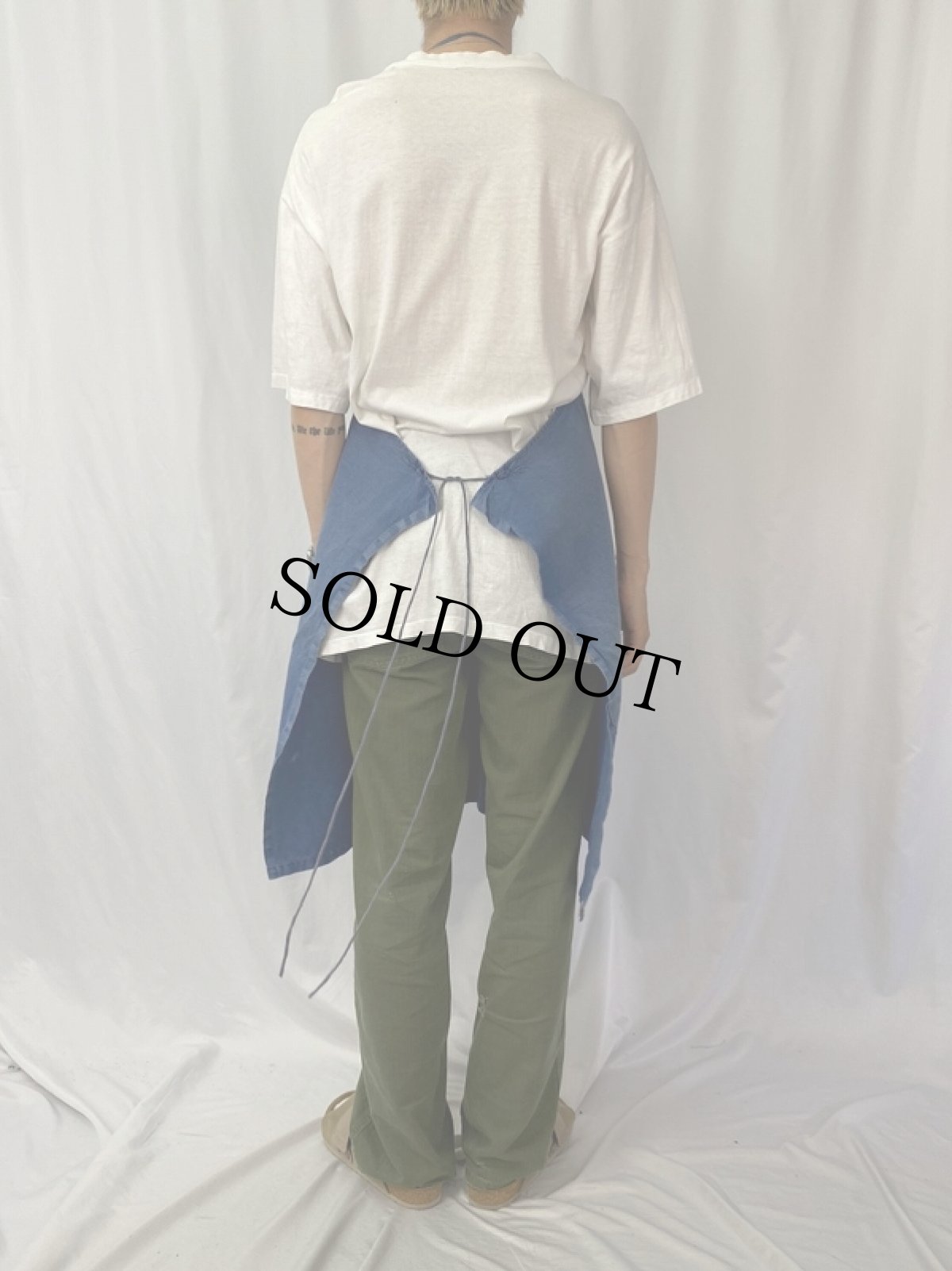 画像4: EURO フレンチワーク インディゴコットンエプロン (4)