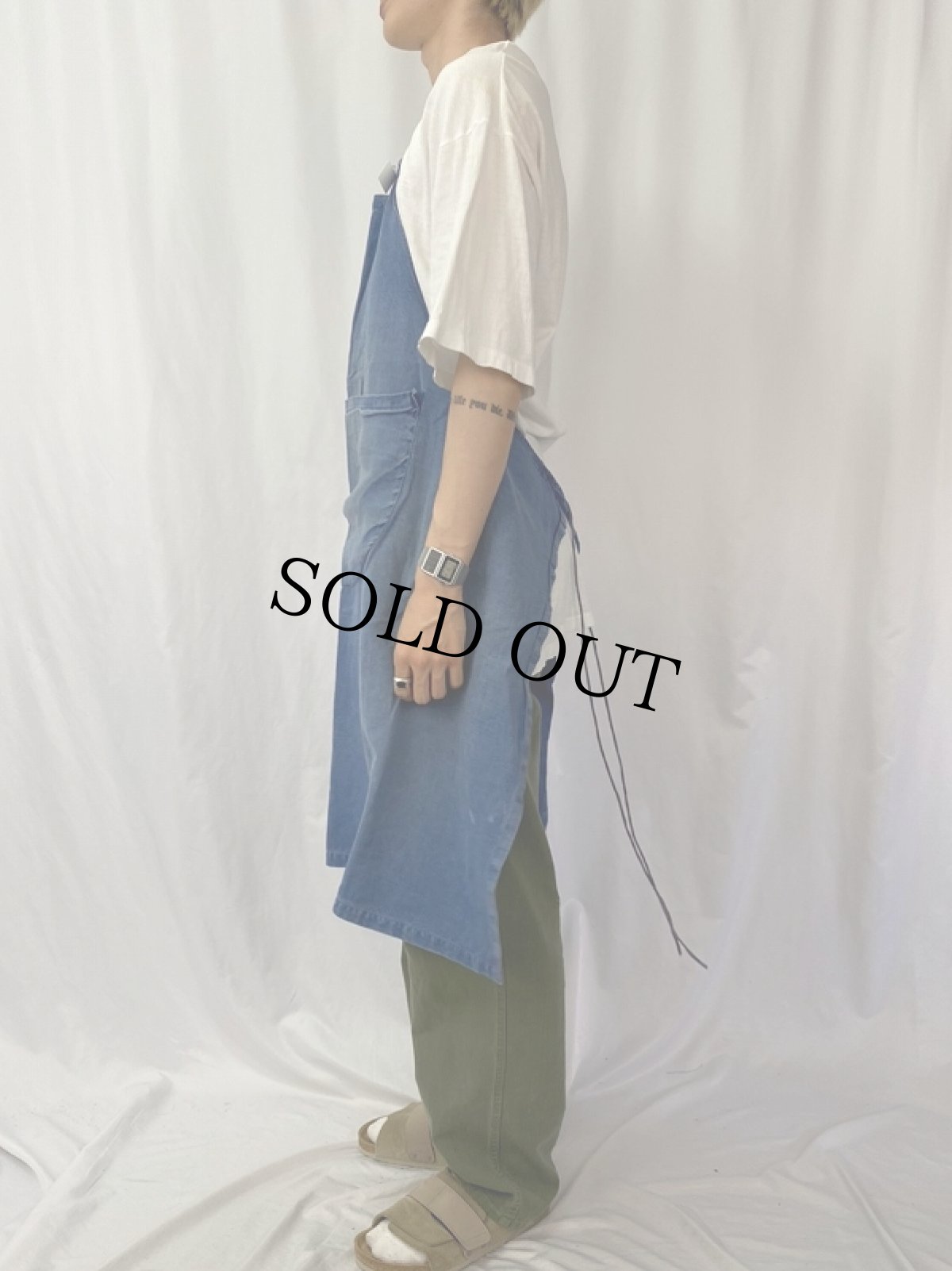 画像3: EURO フレンチワーク インディゴコットンエプロン (3)