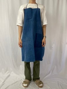 画像2: EURO フレンチワーク インディゴコットンリネンエプロン (2)