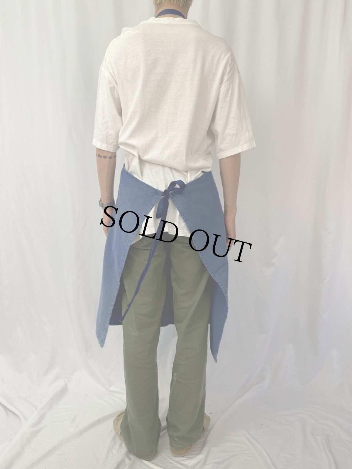 画像4: EURO フレンチワーク インディゴコットンエプロン (4)