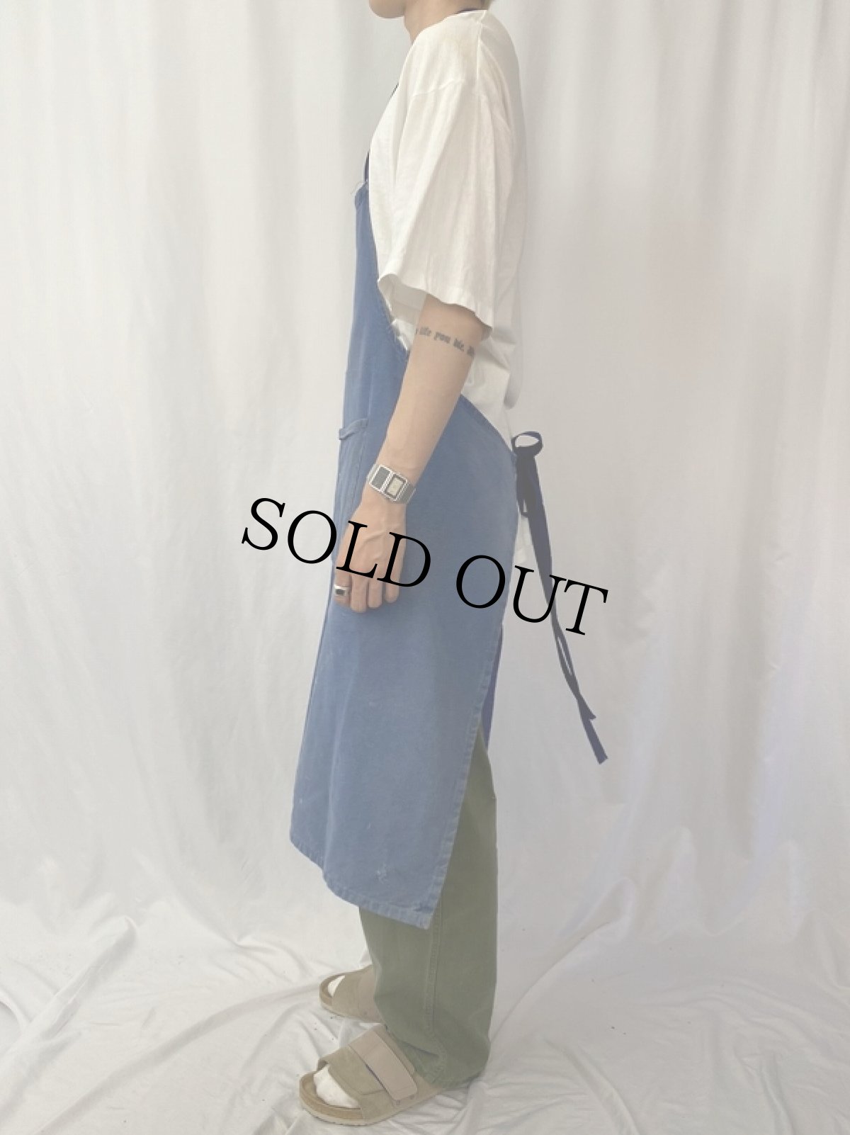 画像3: EURO フレンチワーク インディゴコットンエプロン (3)