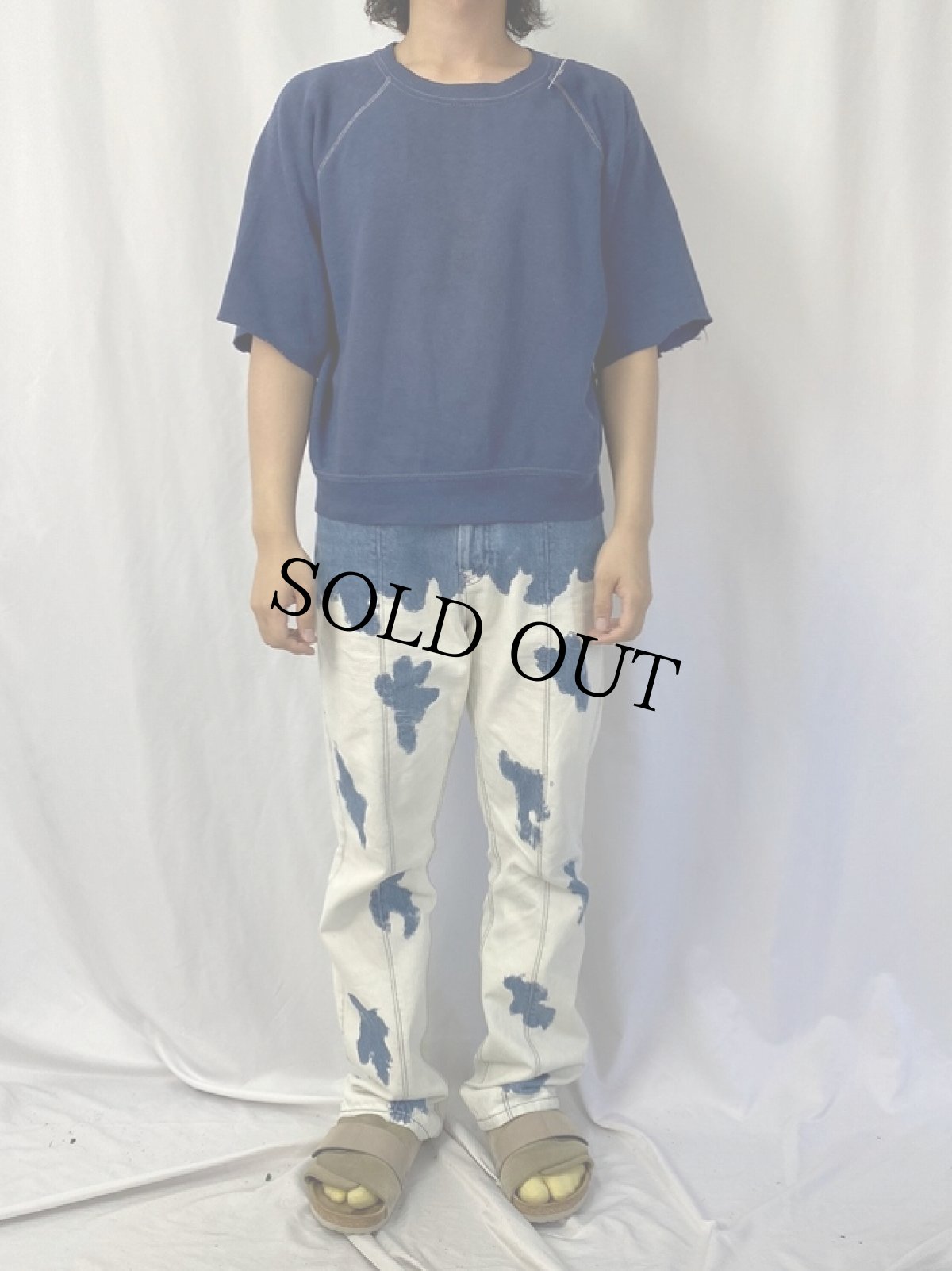 画像2: 60's〜 カットオフ 無地 ラグラン半袖スウェット (2)