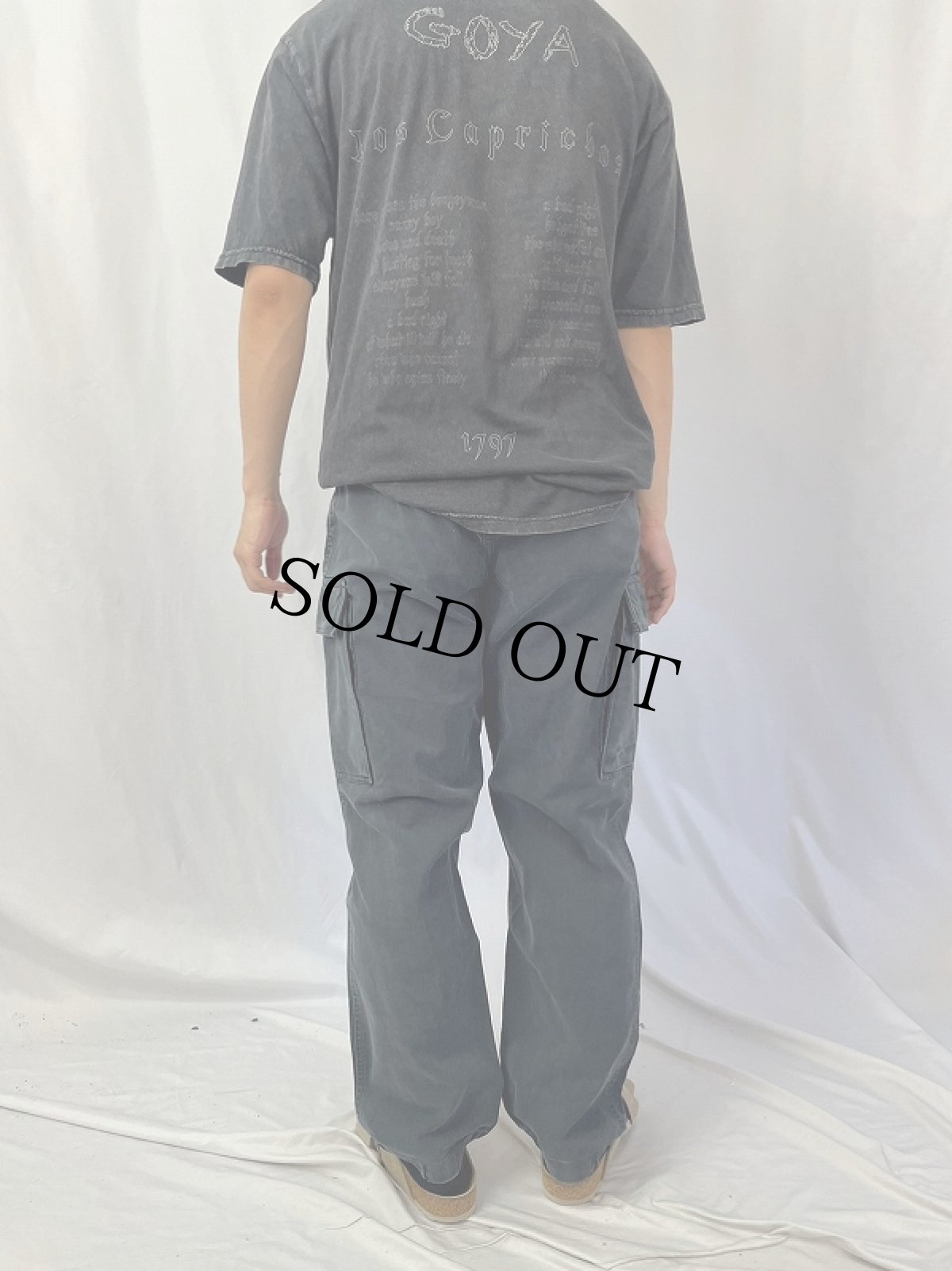 画像4: 90's GERMAN ARMY ブラックモールスキンカーゴパンツ W31 (4)