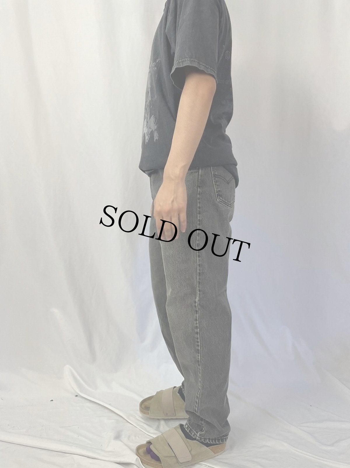 画像3: 90's Levi's 550 USA製 オレンジタブ サルファブラックデニムパンツ W31 (3)