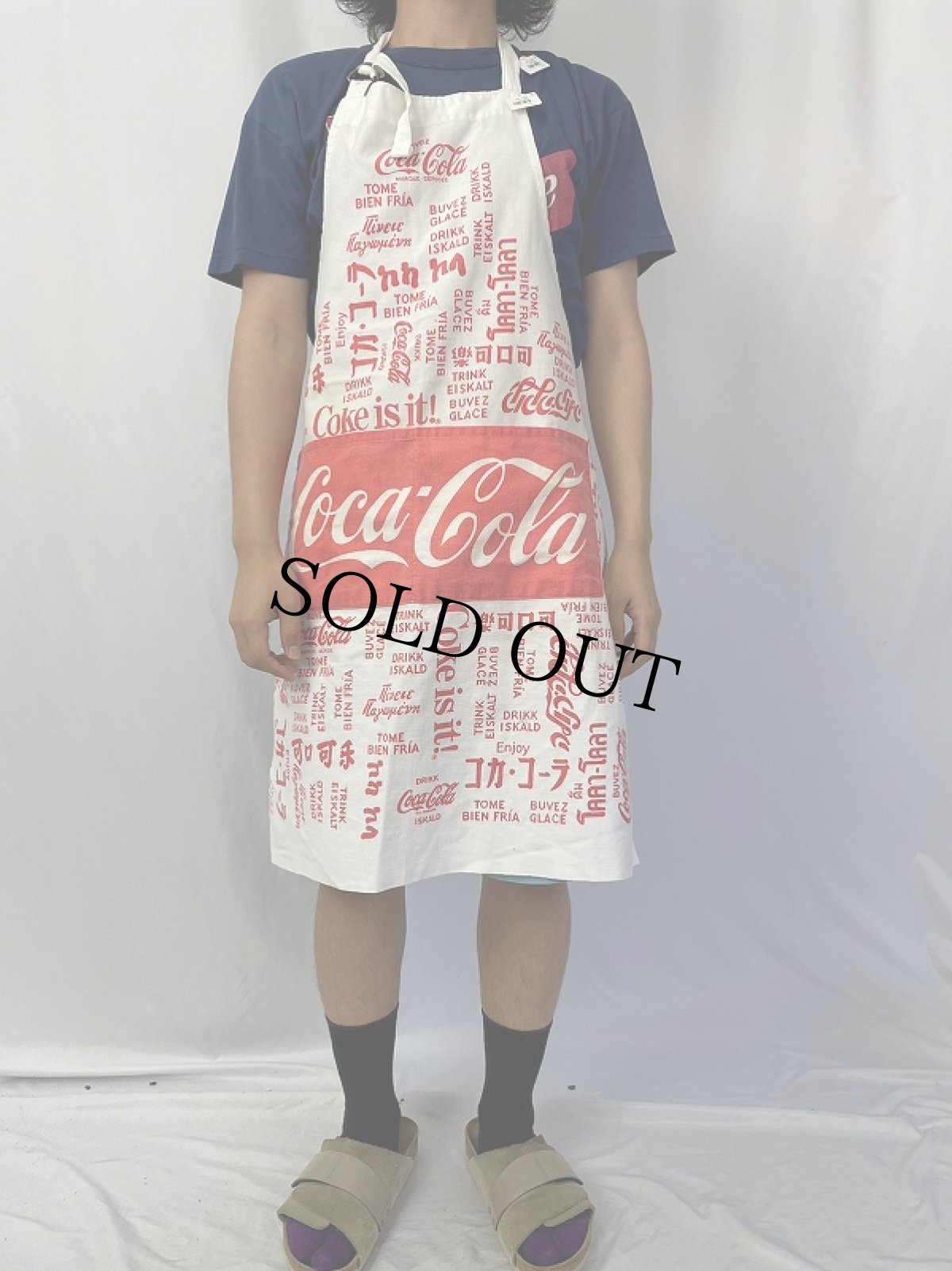 画像2: 80's Coca-Cola ロゴプリント エプロン (2)