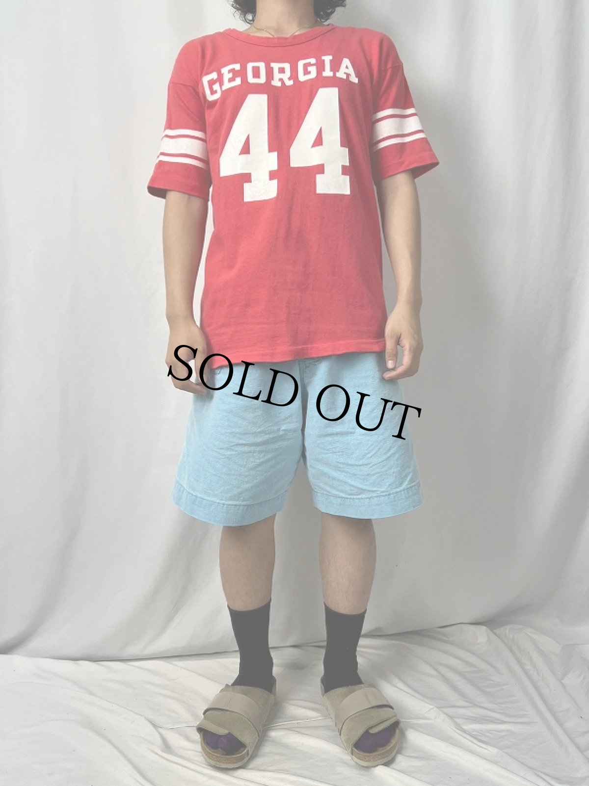 画像3: 70〜80's Champion バータグ USA製 "GEORGIA 44" フットボールTシャツ L (3)