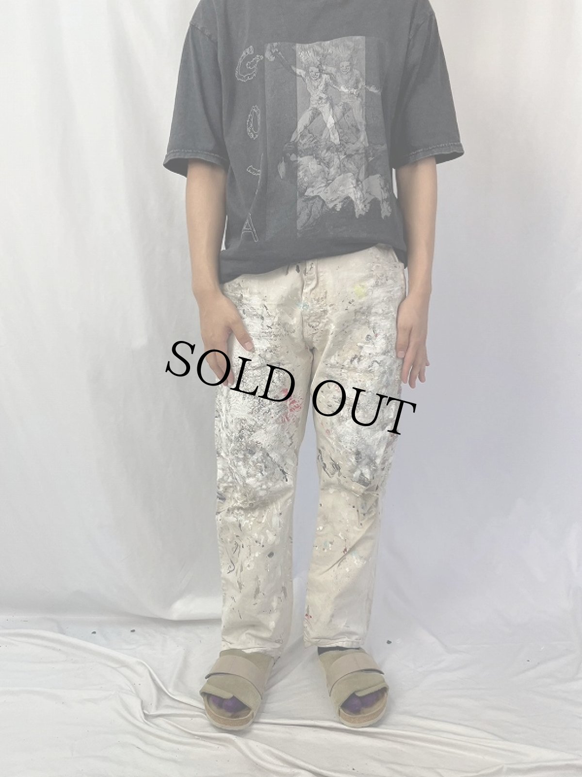 画像2: Dickies ペンキペイント ペインターパンツ W33 (2)