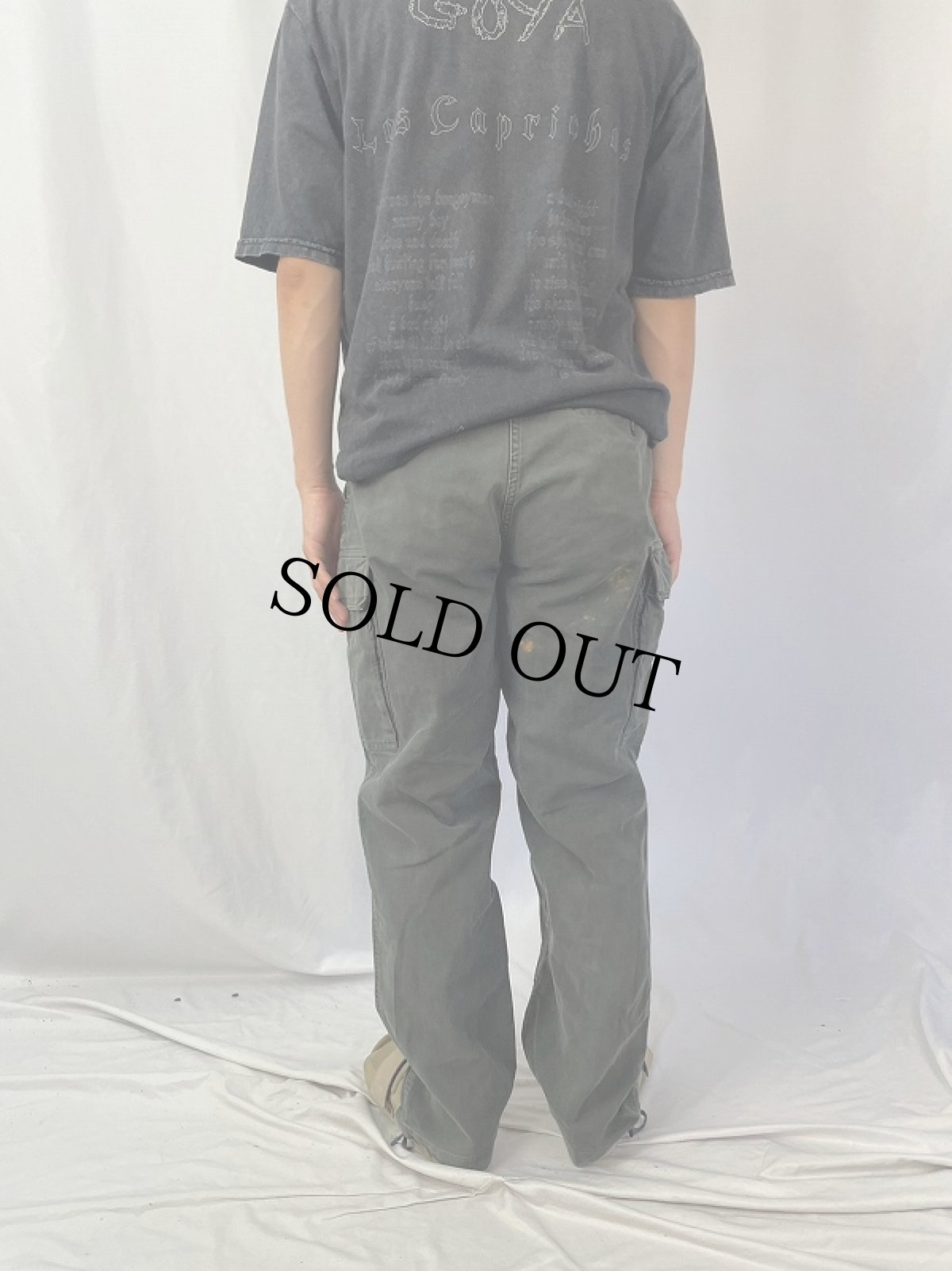 画像4: 90's GERMAN ARMY ブラックモールスキンカーゴパンツ W31 (4)