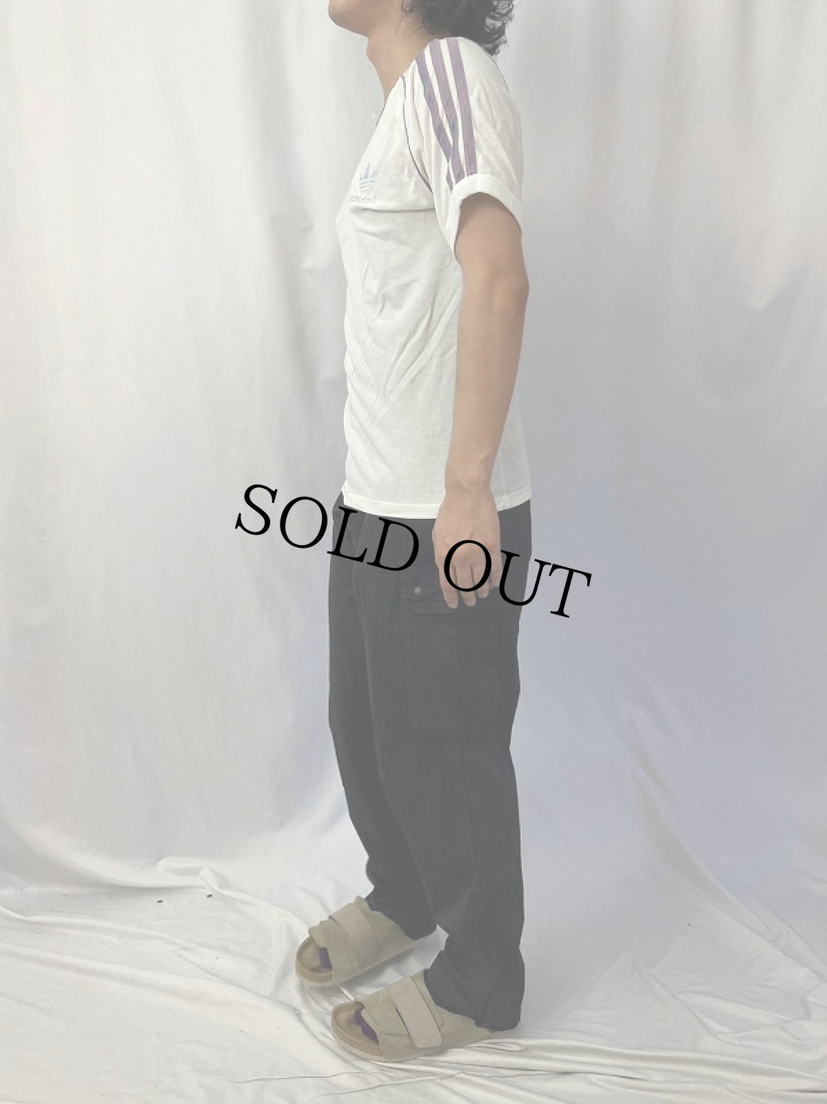 画像3: 80's adidas USA製 ナイロン×コットン ロゴプリントゲームシャツ M (3)