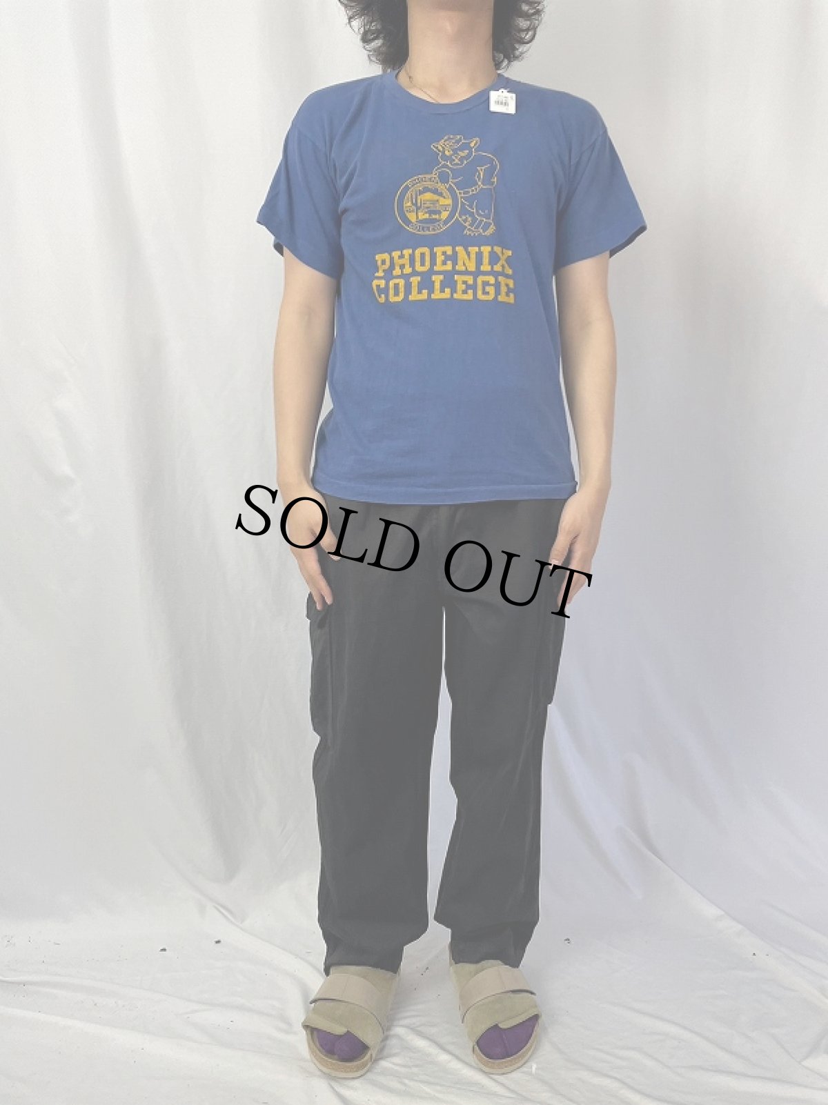 画像2: 60's Champion ランタグ USA製 "PHOENIX COLLEGE" プリントTシャツ M (2)