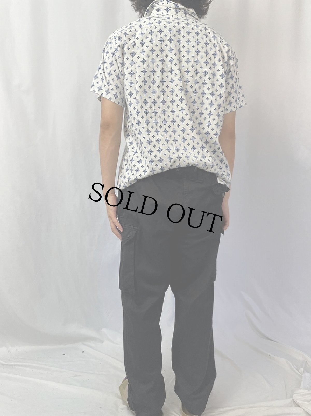 画像4: 60's 総柄 オープンカラーコットンシャツ (4)