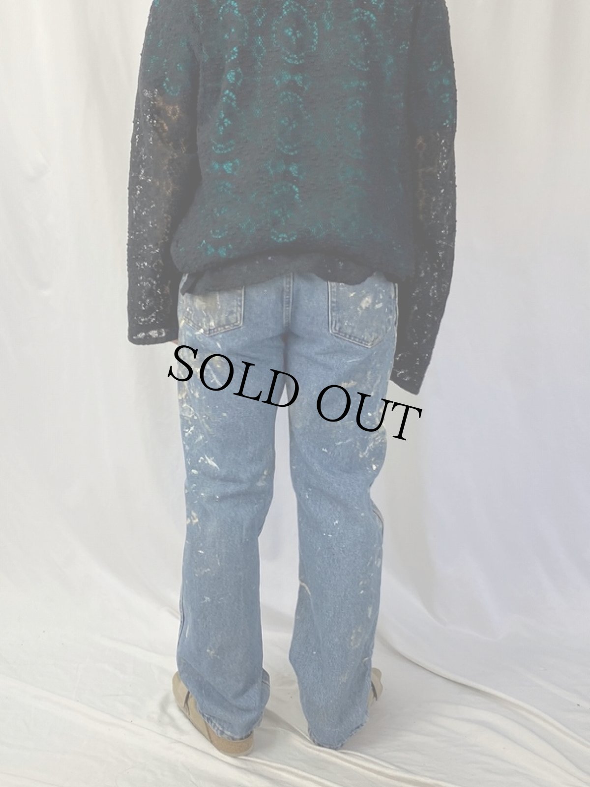 画像4: RUSTLER ペンキペイントデニムパンツ W34 (4)