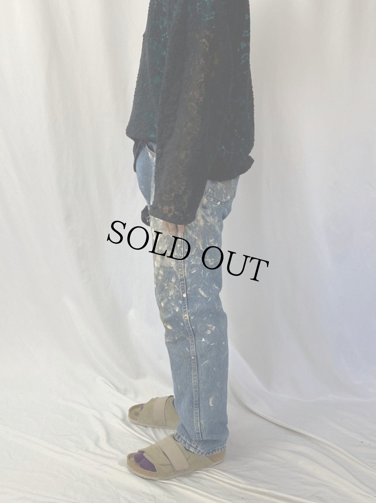 画像3: RUSTLER ペンキペイントデニムパンツ W34 (3)