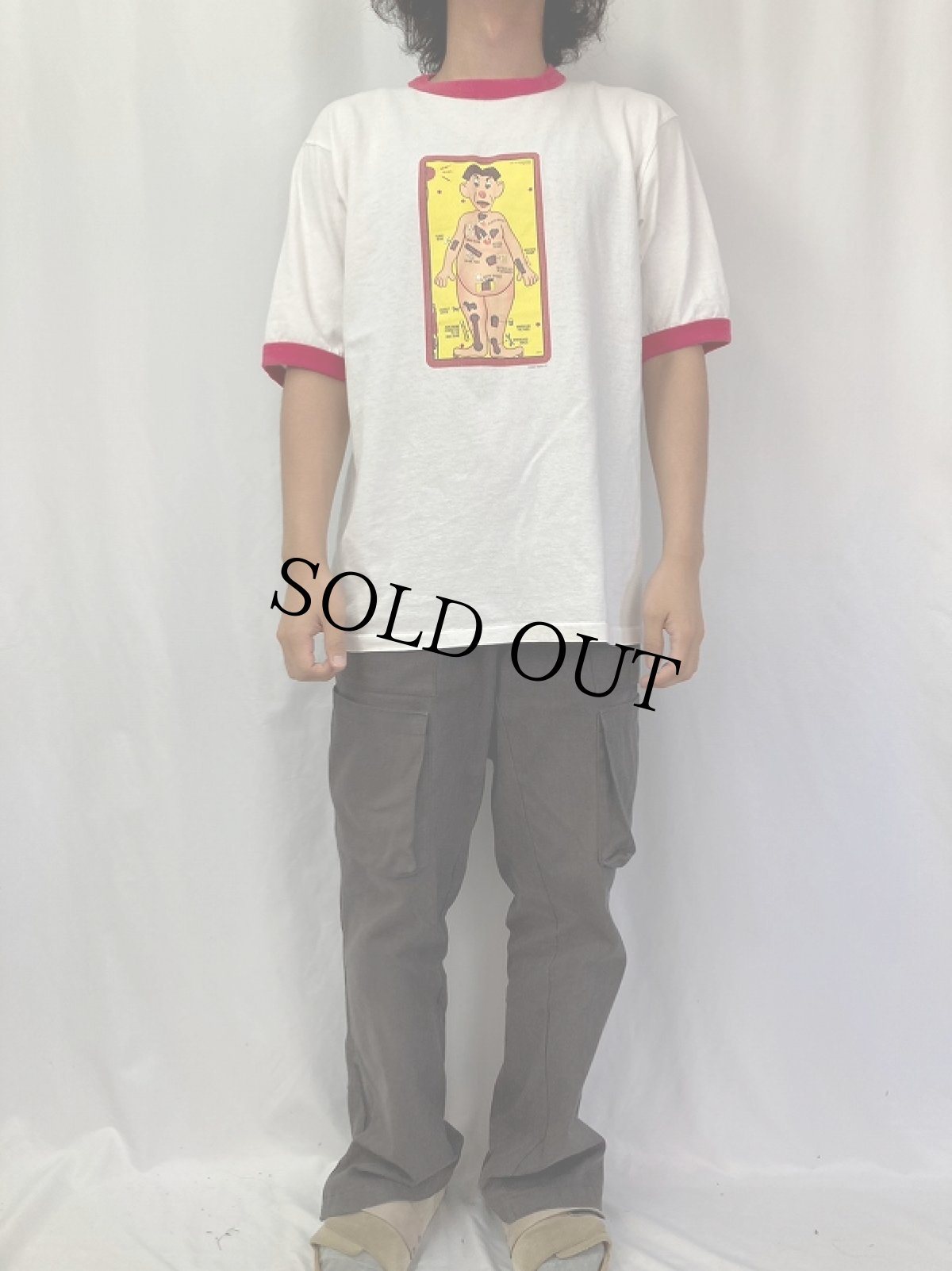 画像2: 2000's Hasbro USA製 "OPERATION" 玩具プリントリンガーTシャツ L (2)