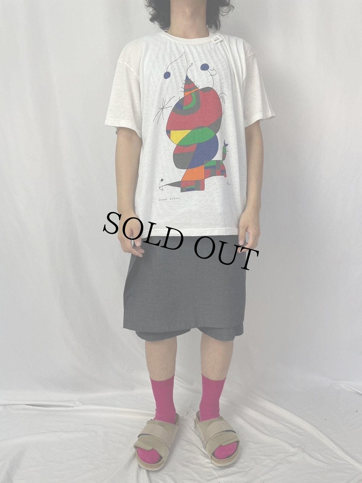 画像2: 80's〜 Joan Miro "Woman, Bird, Star" アートプリントTシャツ XL (2)