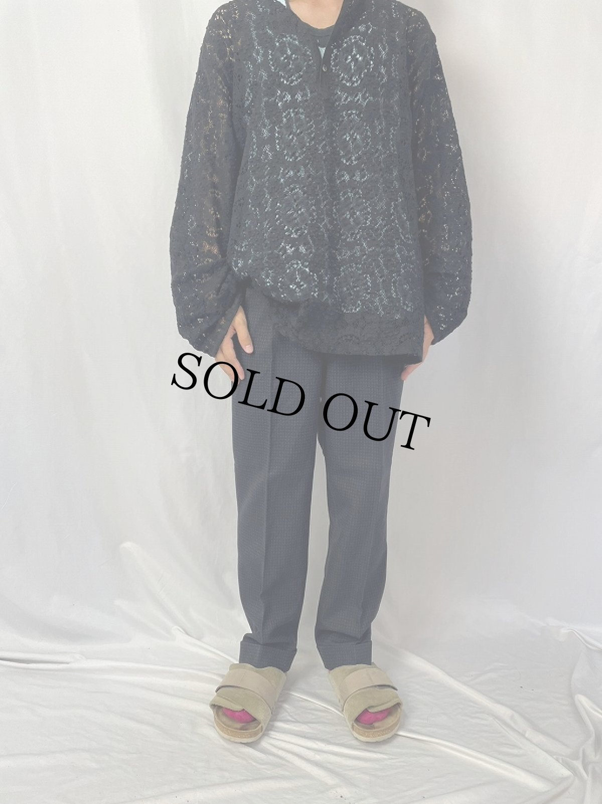 画像2: 50〜60's JAPAN製 "織柄" 2タックウールスラックス W28 (2)