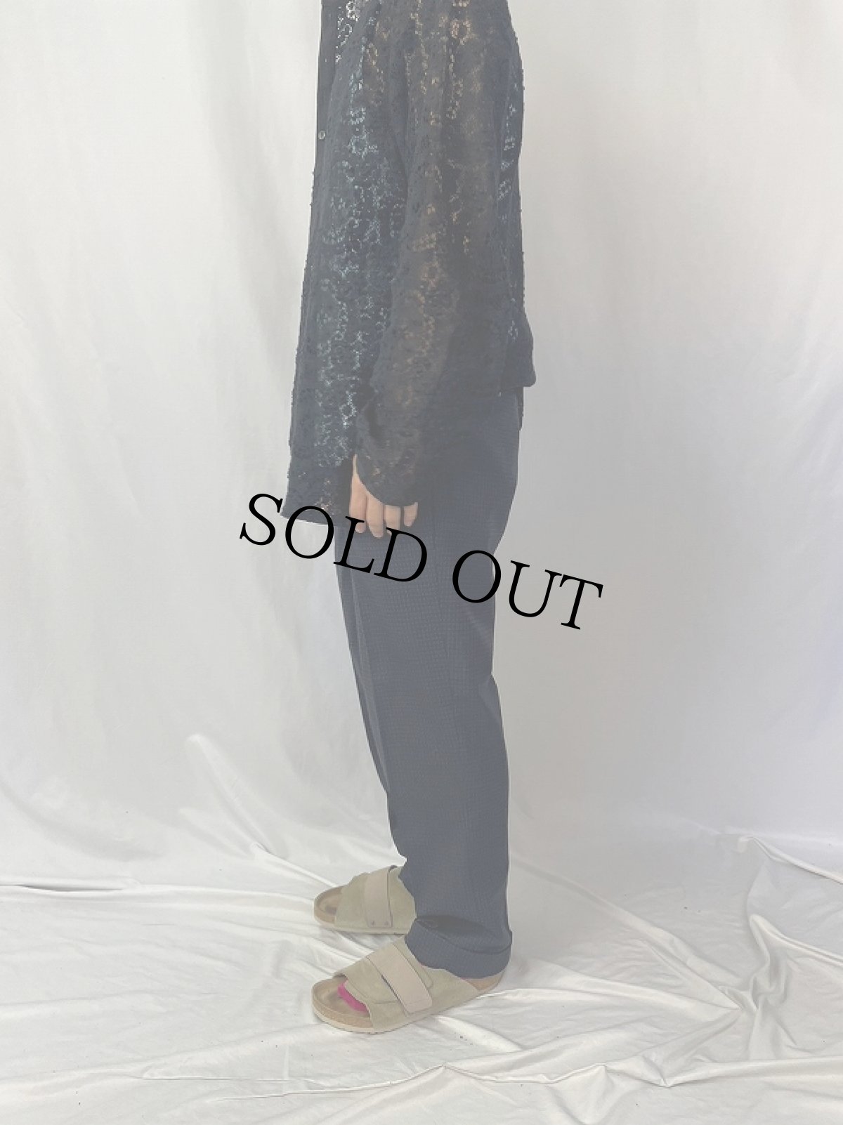 画像3: 50〜60's JAPAN製 "織柄" 2タックウールスラックス W28 (3)