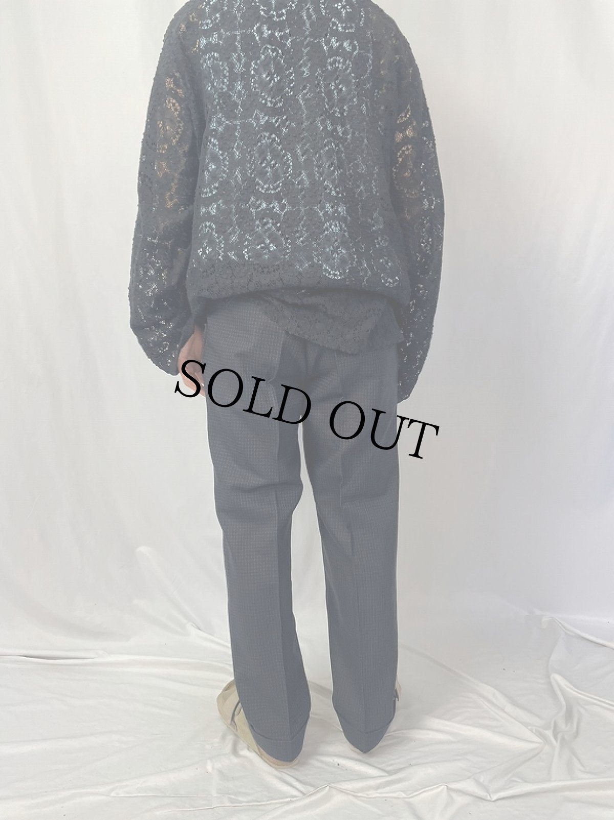 画像4: 50〜60's JAPAN製 "織柄" 2タックウールスラックス W28 (4)