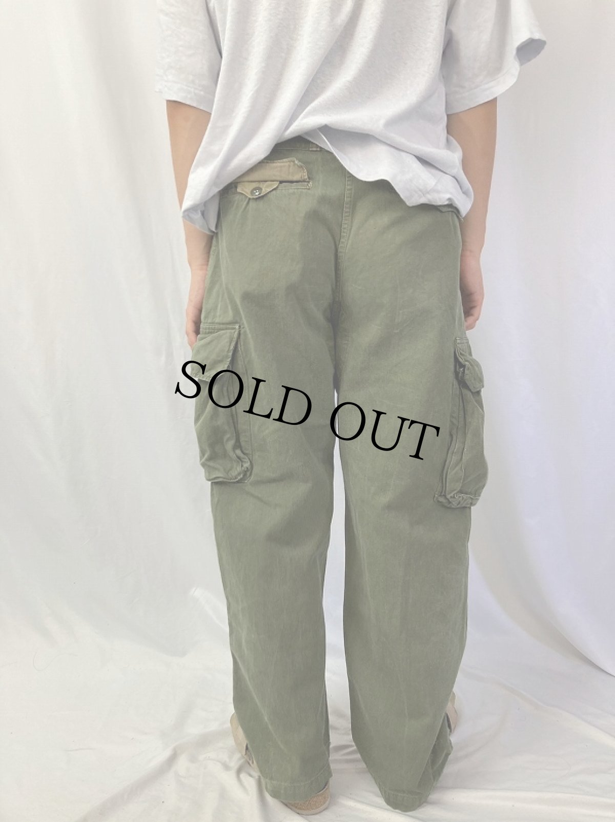 画像4: 60's FRENCH ARMY M-47後期 ヘリンボーンツイル カーゴパンツ W34 (4)