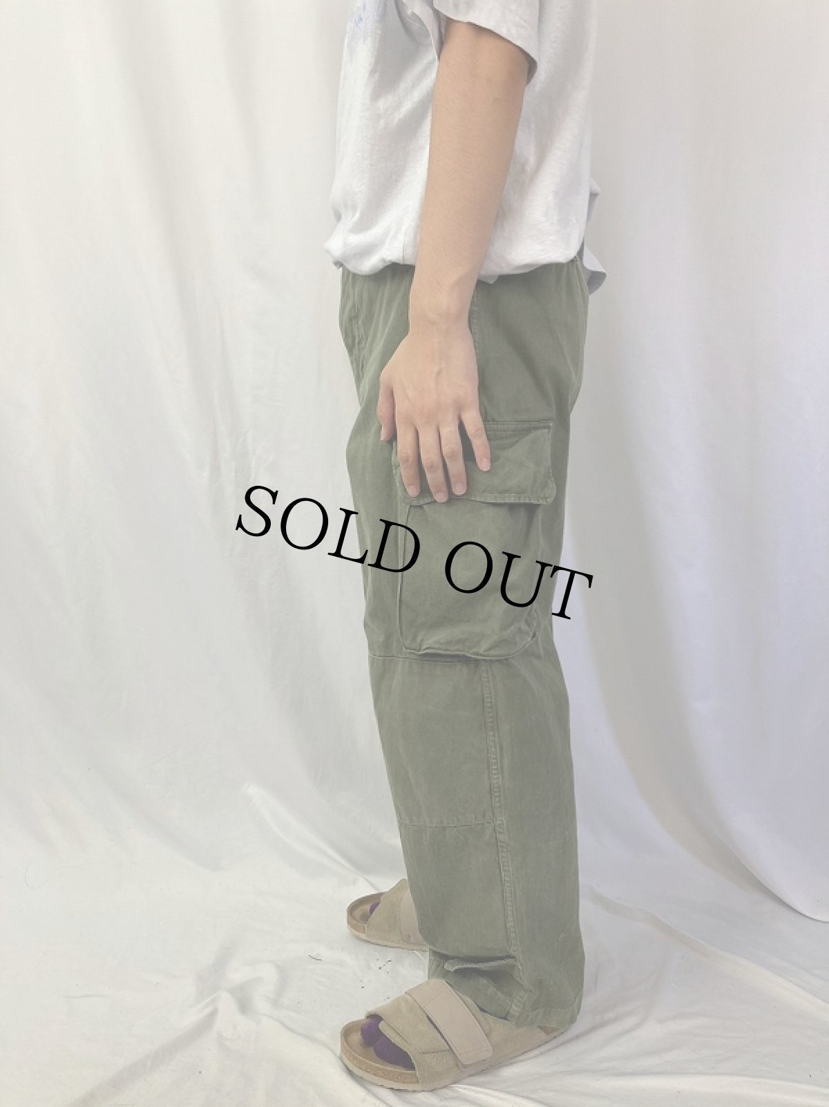 画像3: 60's FRENCH ARMY M-47後期 ヘリンボーンツイル カーゴパンツ W34 (3)