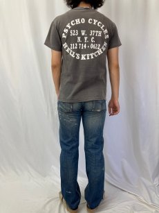 画像5: 90's PSYCO CYCLES USA製 チョッパーバイクカスタムショッププリントTシャツ S (5)