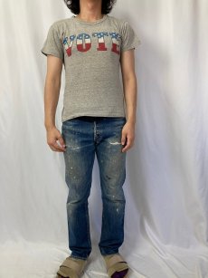 画像2: VINTAGE "VOTE" 染み込みプリントTシャツ M (2)