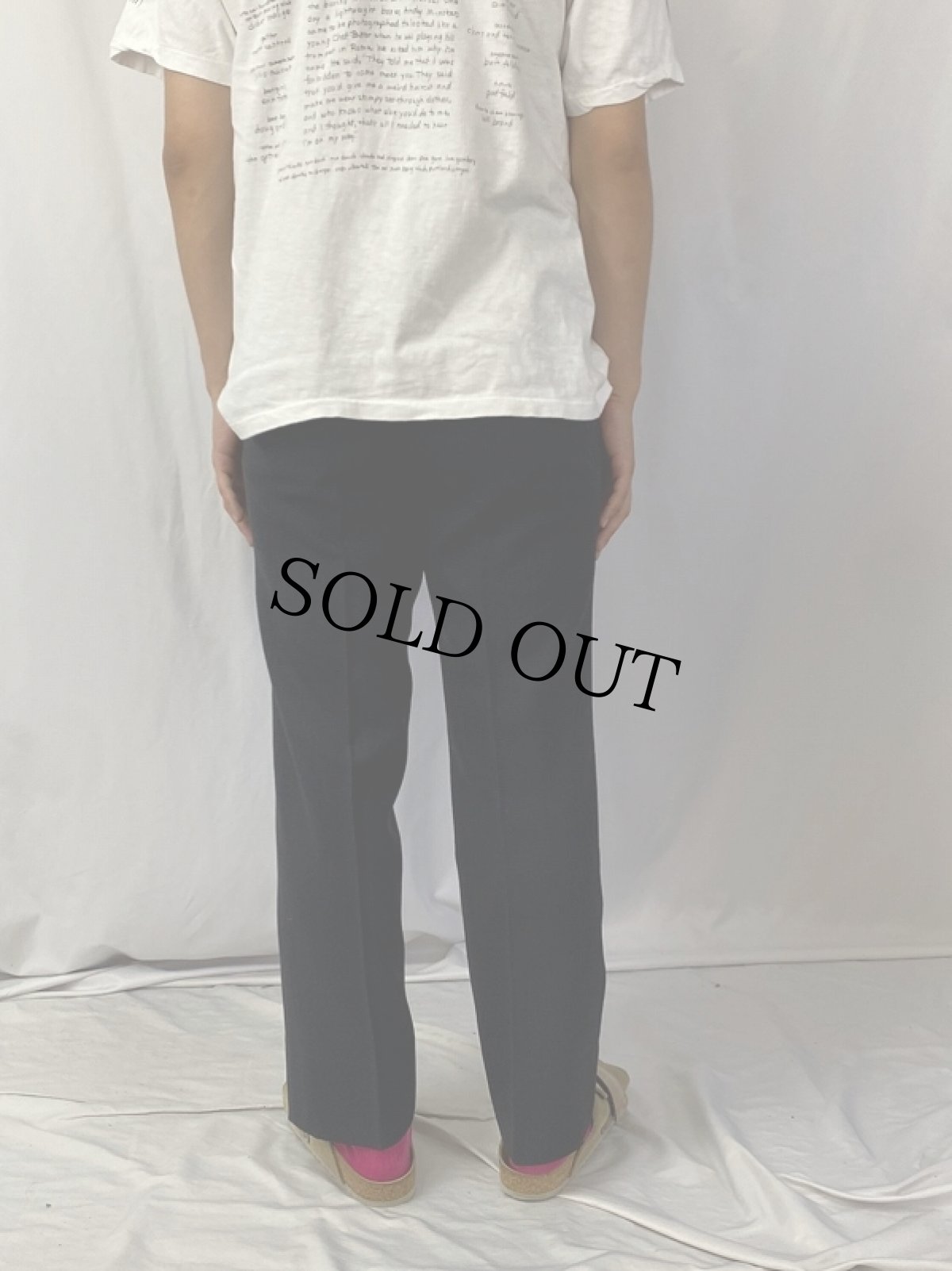 画像4: 50〜60's JAPAN製 ストライプ柄 1タックウールスラックス BLACK W31 (4)