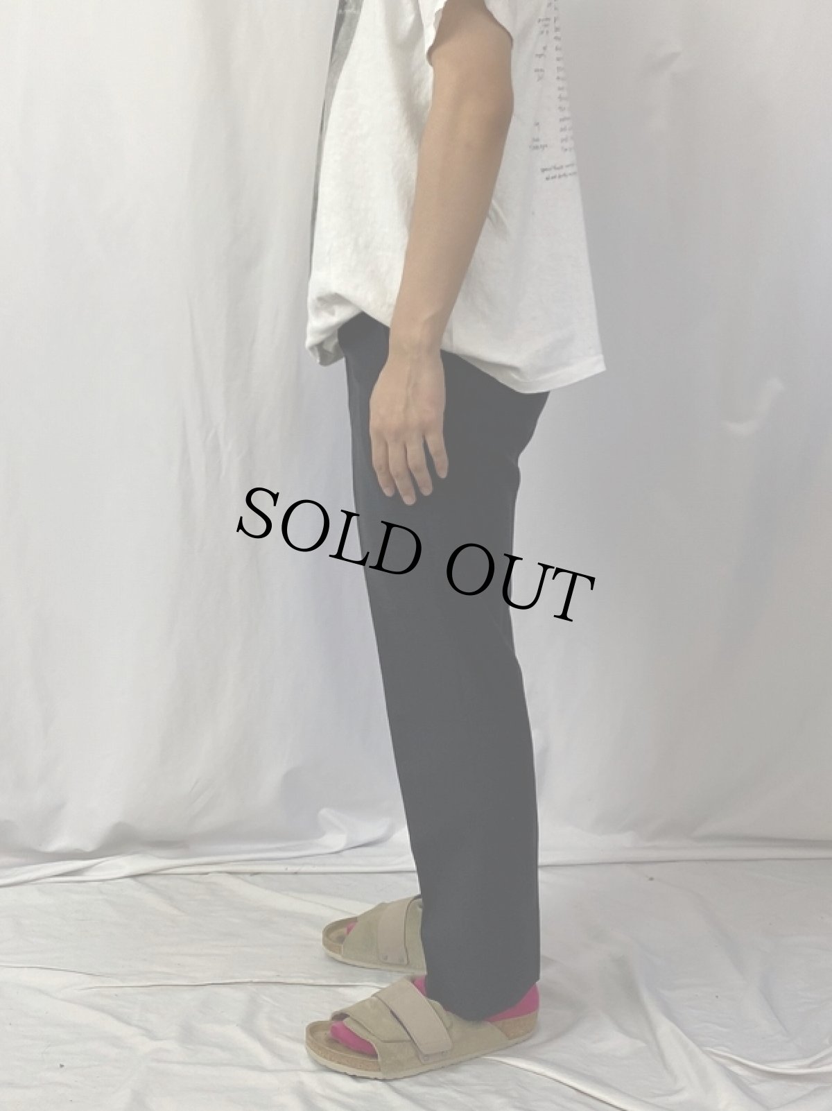 画像3: 50〜60's JAPAN製 ストライプ柄 1タックウールスラックス BLACK W31 (3)