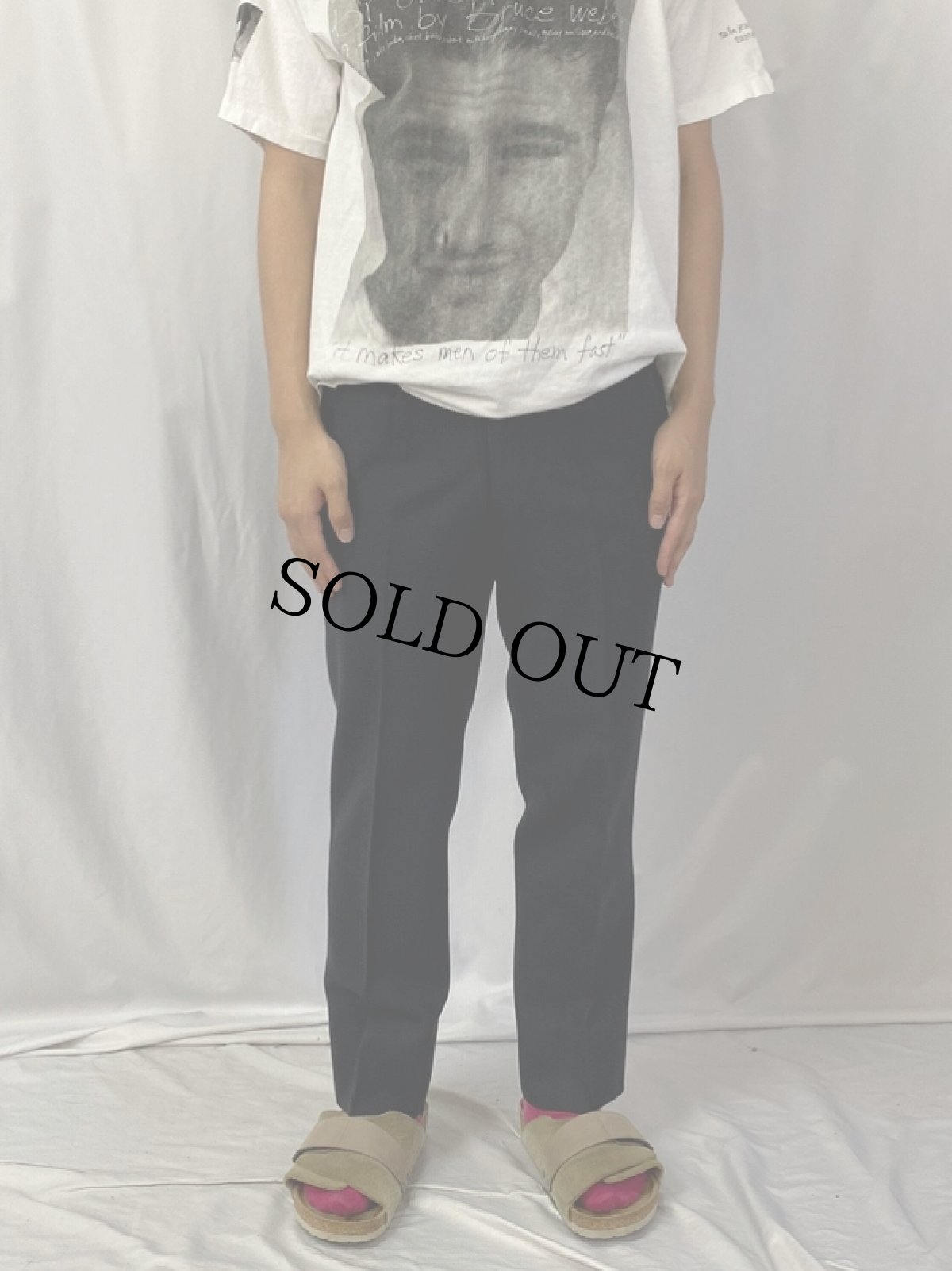 画像2: 50〜60's JAPAN製 ストライプ柄 1タックウールスラックス BLACK W31 (2)