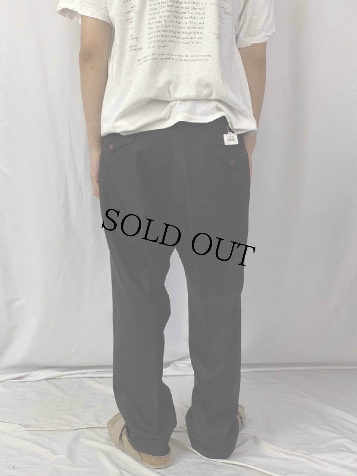 画像4: 50〜60's JAPAN製 "中外毛織" 2タックウールスラックス BLACK W36 (4)