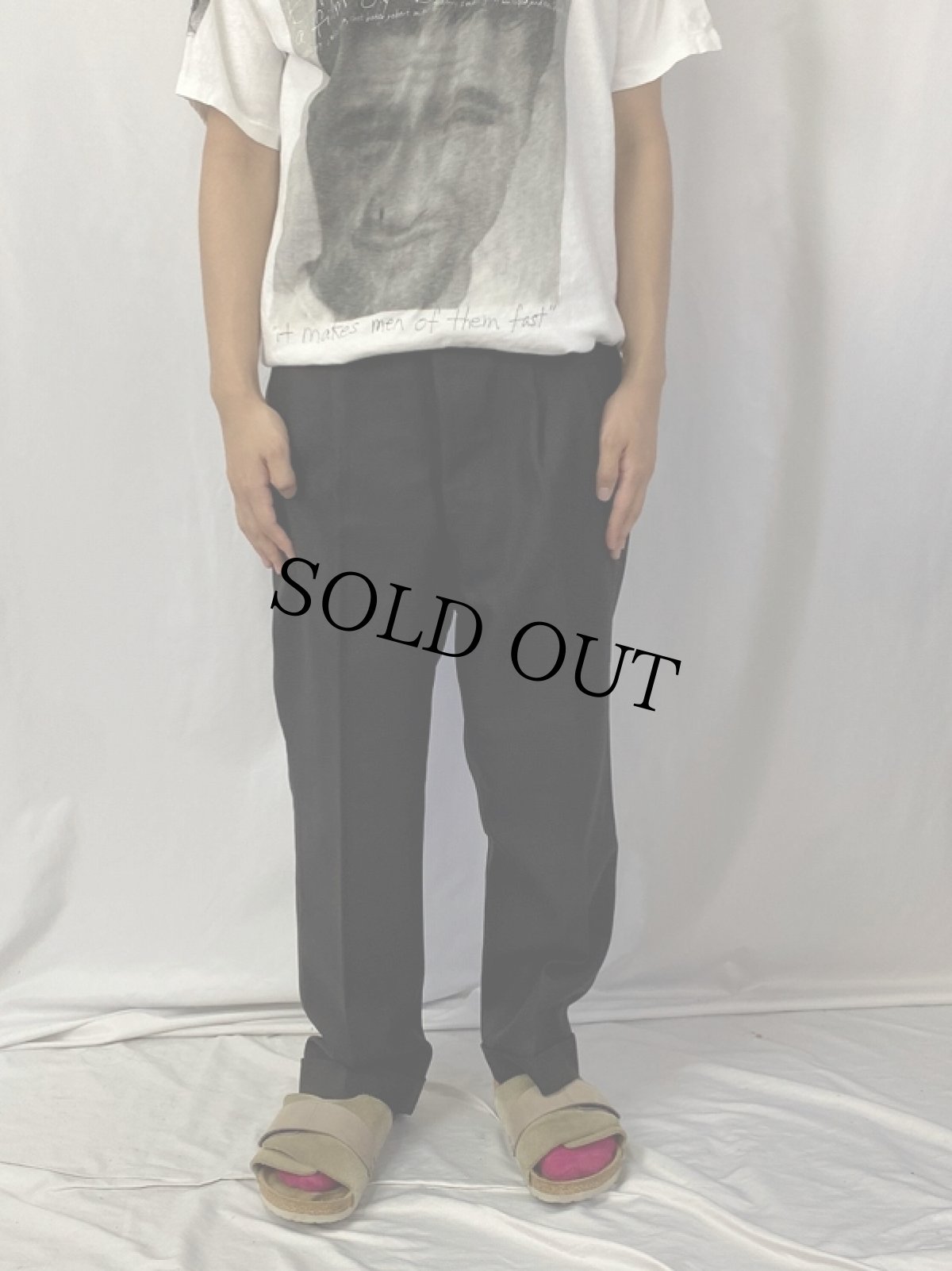 画像2: 50〜60's JAPAN製 "中外毛織" 2タックウールスラックス BLACK W36 (2)