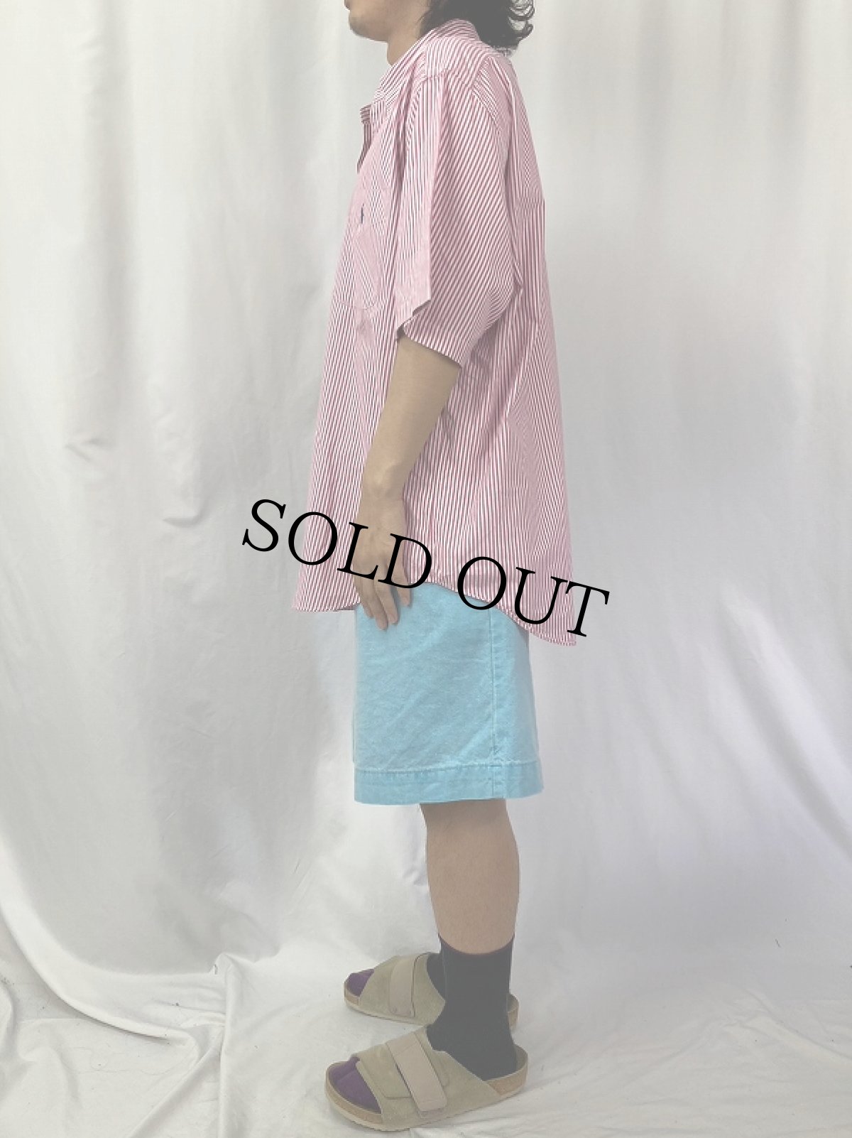 画像3: POLO Ralph Lauren "BIG SHIRT" ストライプ柄 ロゴ刺繍ボタンダウンコットンシャツ L (3)