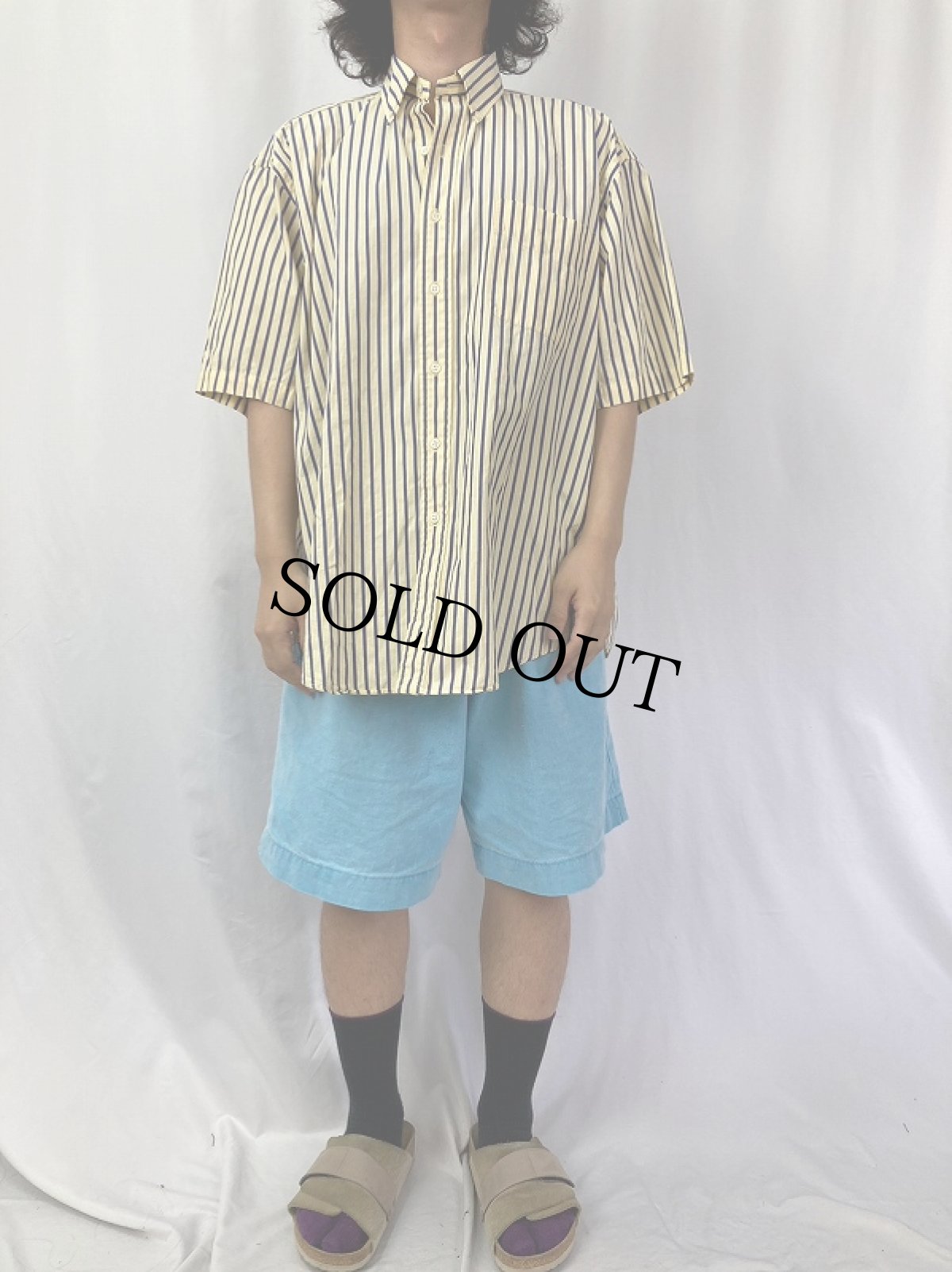 画像2: POLO Ralph Lauren "BIG SHIRT" ストライプ柄 ロゴ刺繍ボタンダウンコットンシャツ L (2)