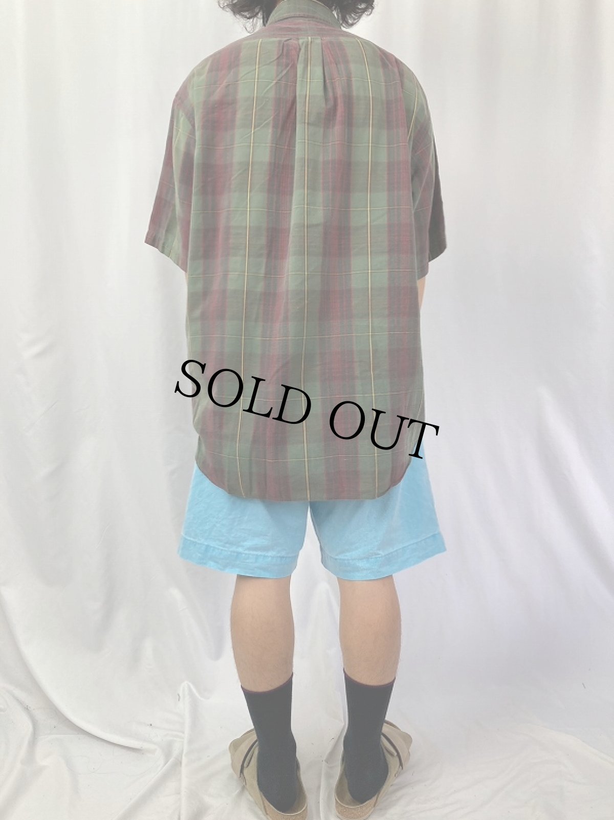 画像4: POLO Ralph Lauren "The Big Shirt" インディアンマドラスチェック柄 ロゴ刺繍ボタンダウンコットンシャツ L (4)