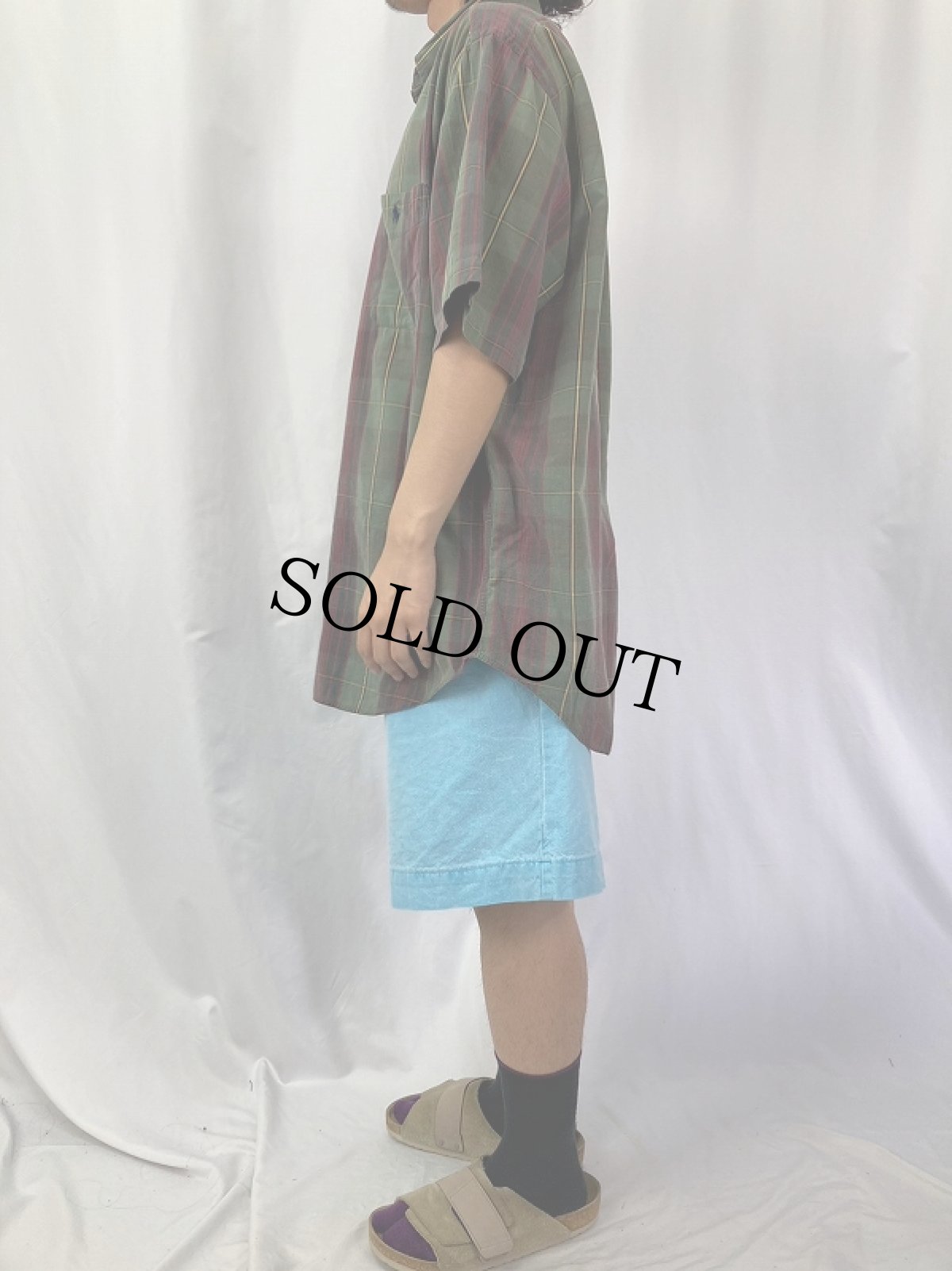 画像3: POLO Ralph Lauren "The Big Shirt" インディアンマドラスチェック柄 ロゴ刺繍ボタンダウンコットンシャツ L (3)